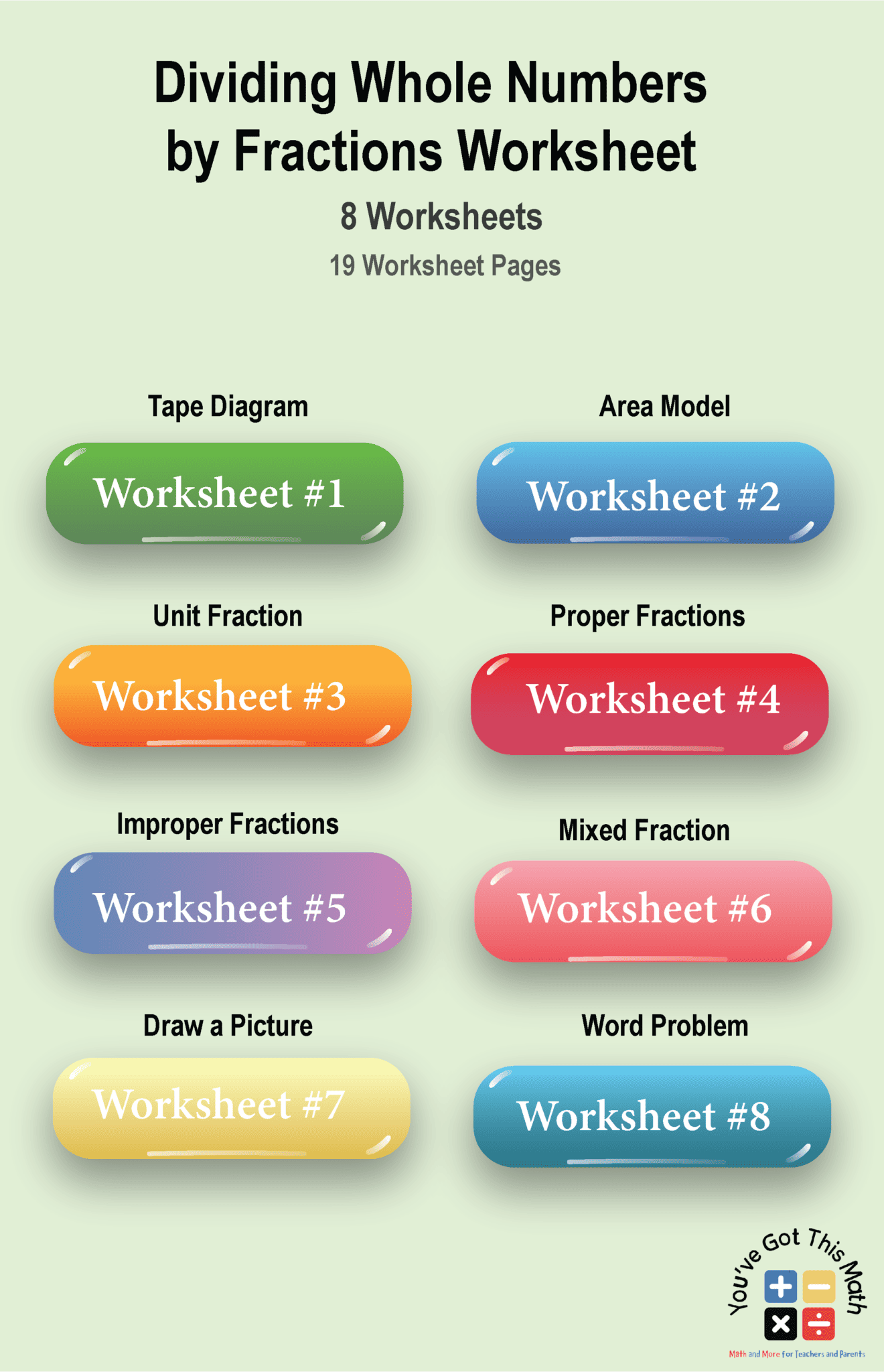 Free Dividing Whole Numbers By Fractions Worksheet Fun Activities