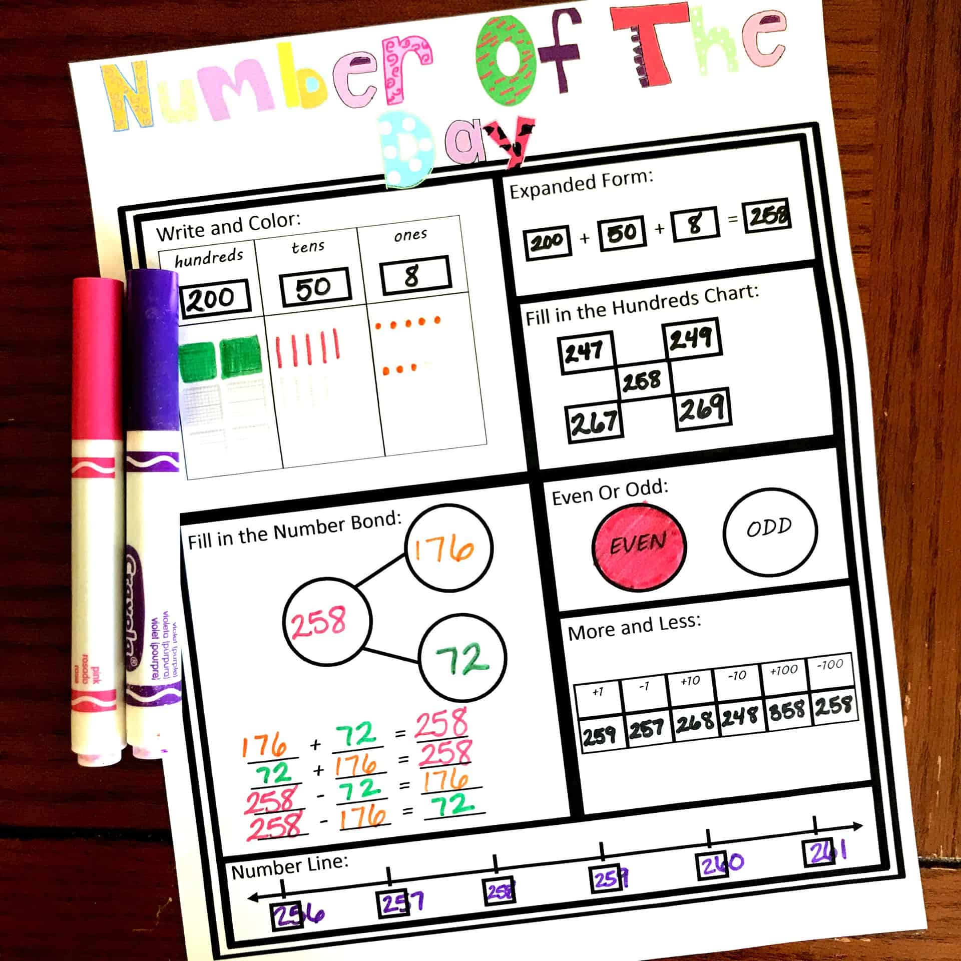 Number of the Day Worksheet | Free Printable