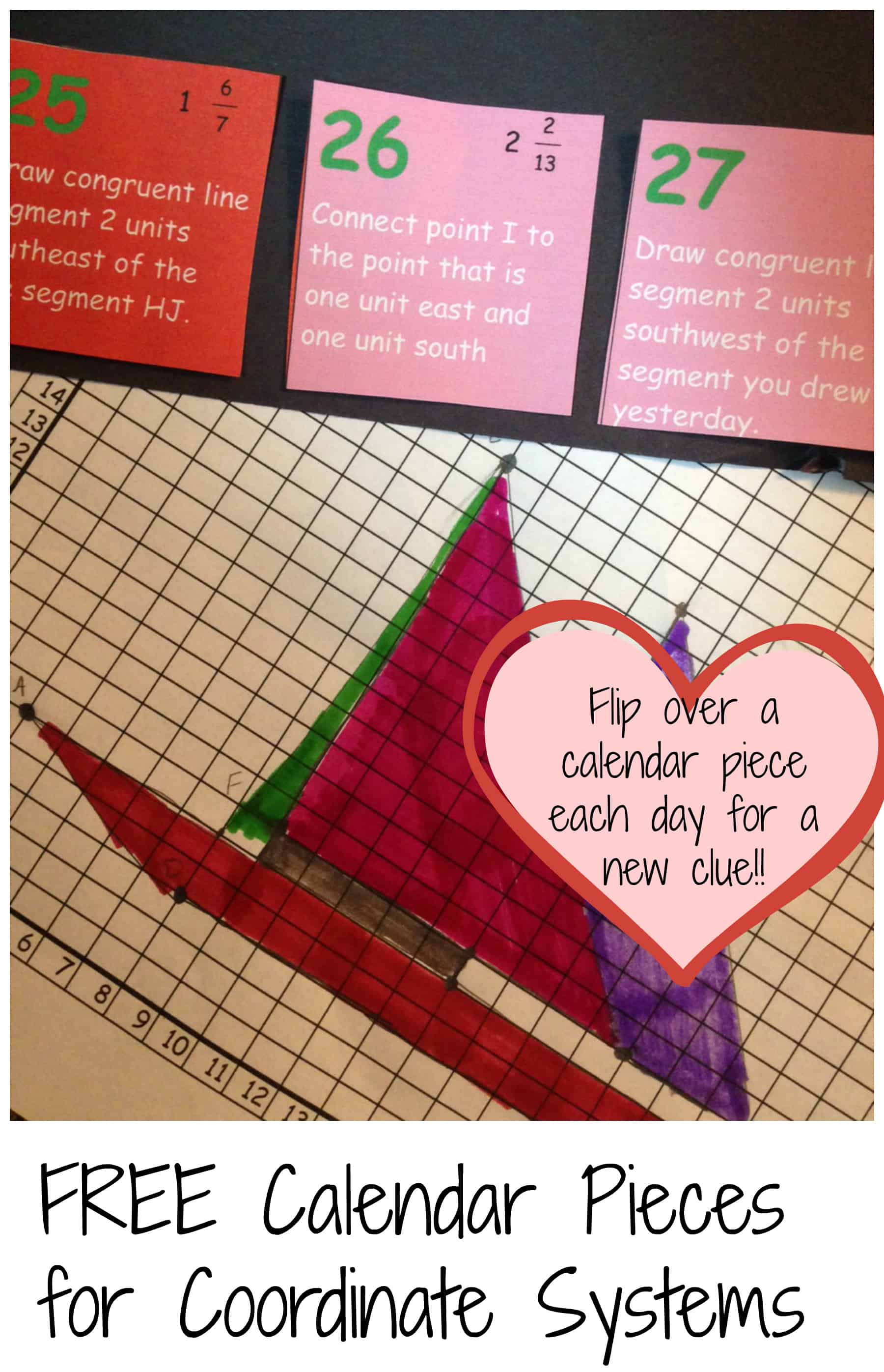 Coordinates grid games worksheet shown with calendar pieces. 