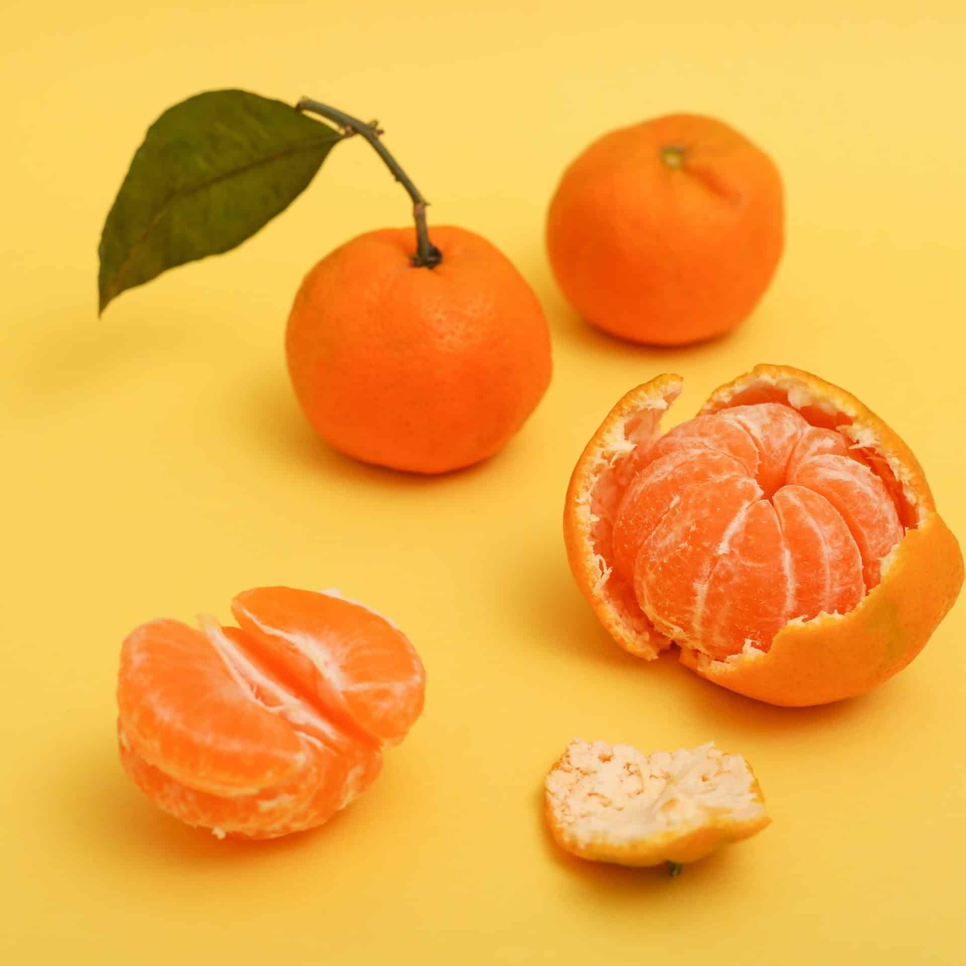 peeled orange divided into fractions
