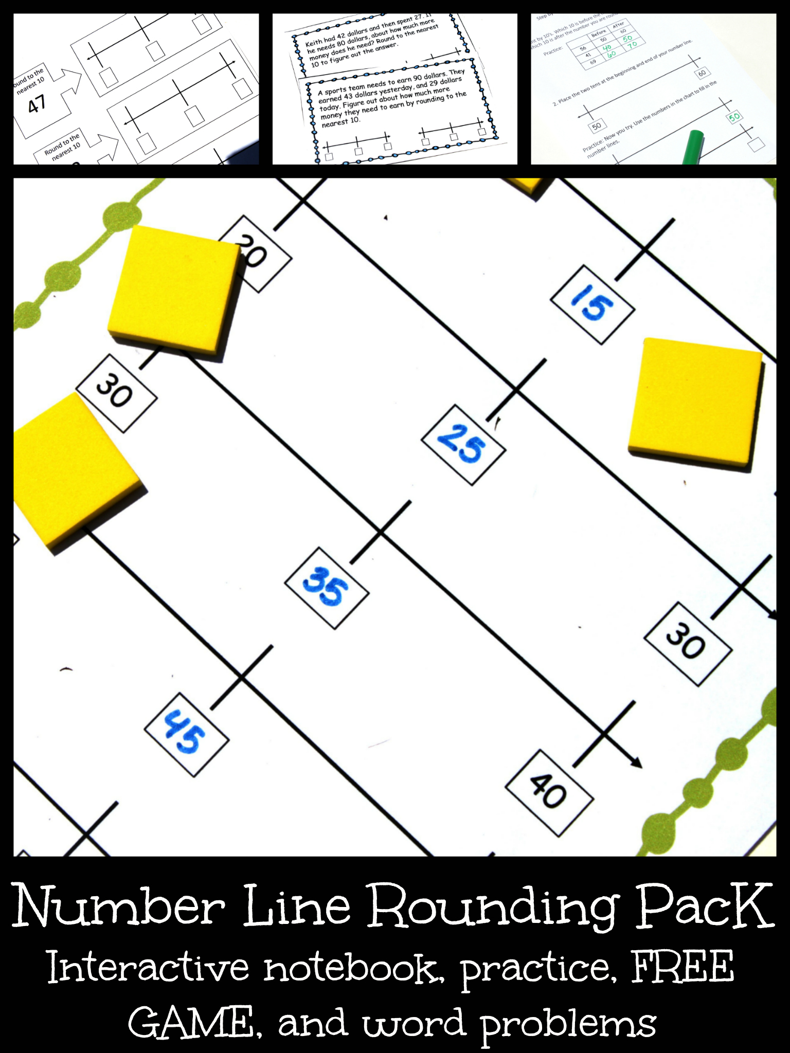 rounding by 10 on a number line