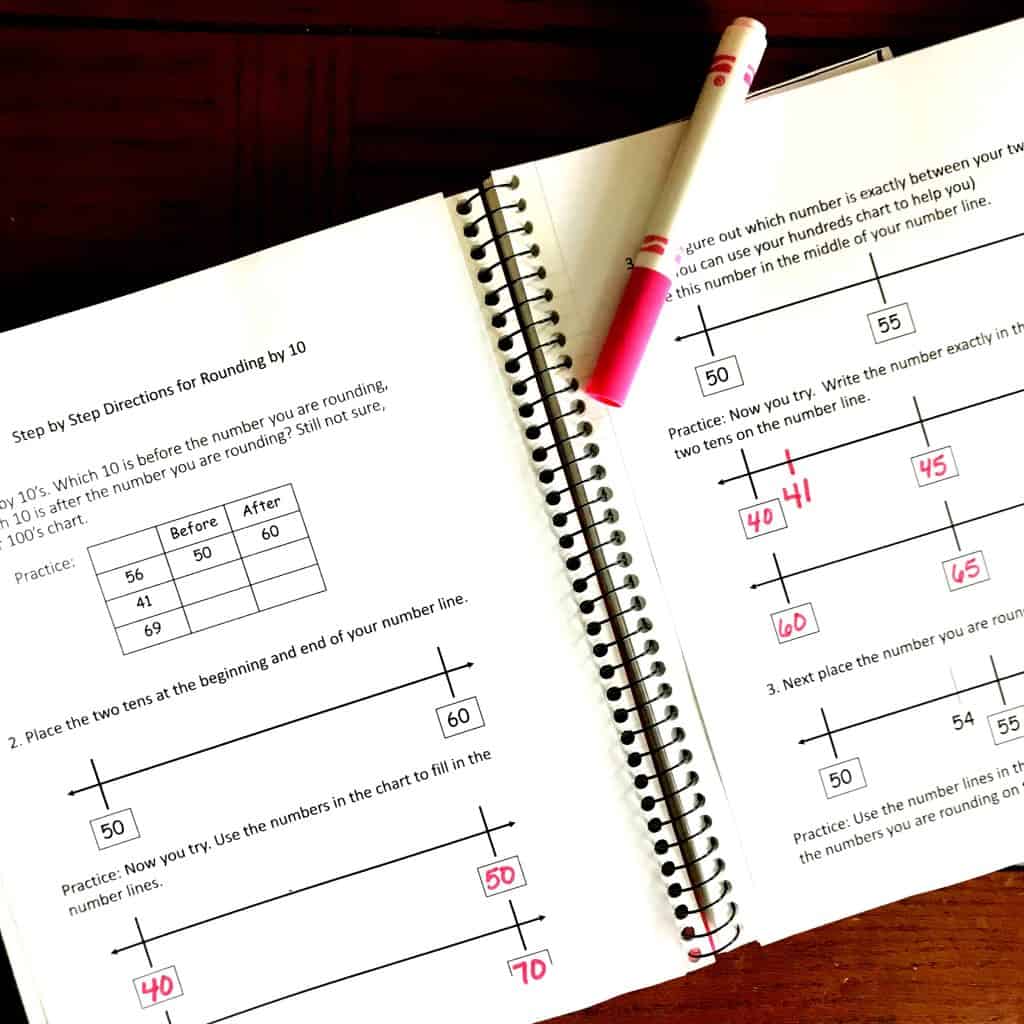 Rounding to nearest tenth worksheets with a marker. 