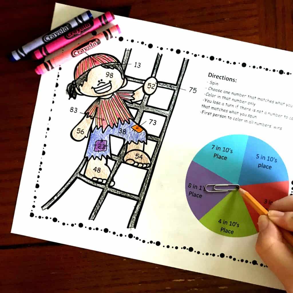 a fun place value coloring page to practice the value of digits