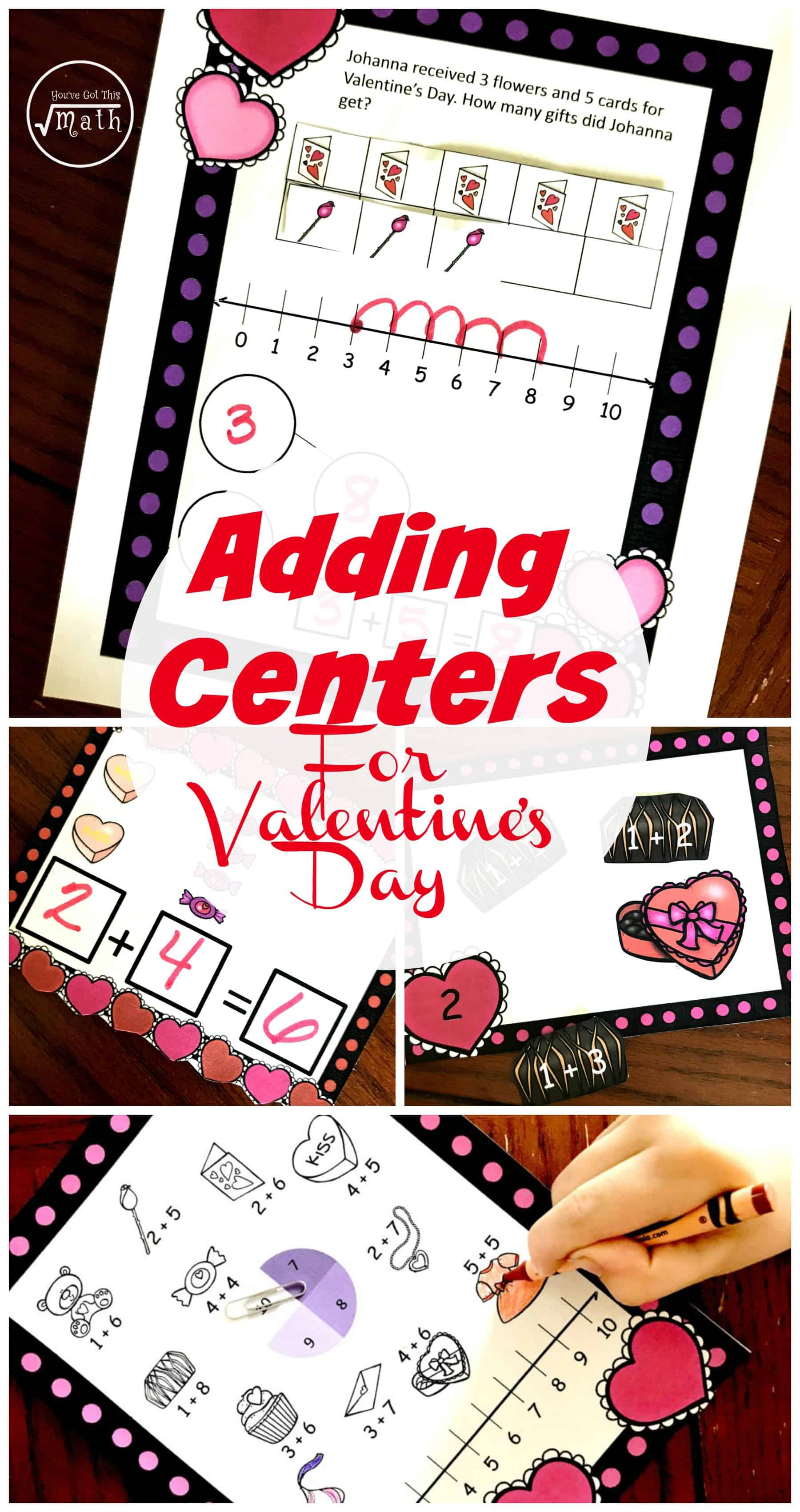 Adding within 10 is an important skill littles need to master. These addition activities for kindergarten w/ Valentine Theme are perfect for extra practice.