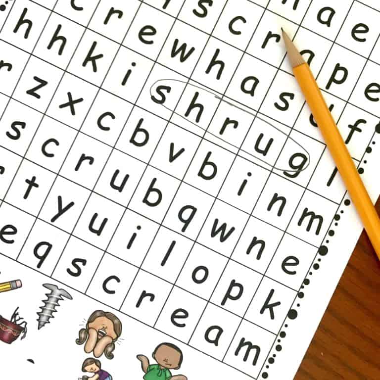 Trigraph activity worksheets to practice learning trigraphs. An activity sheet with a crossword puzzle of words with trigraphs. 