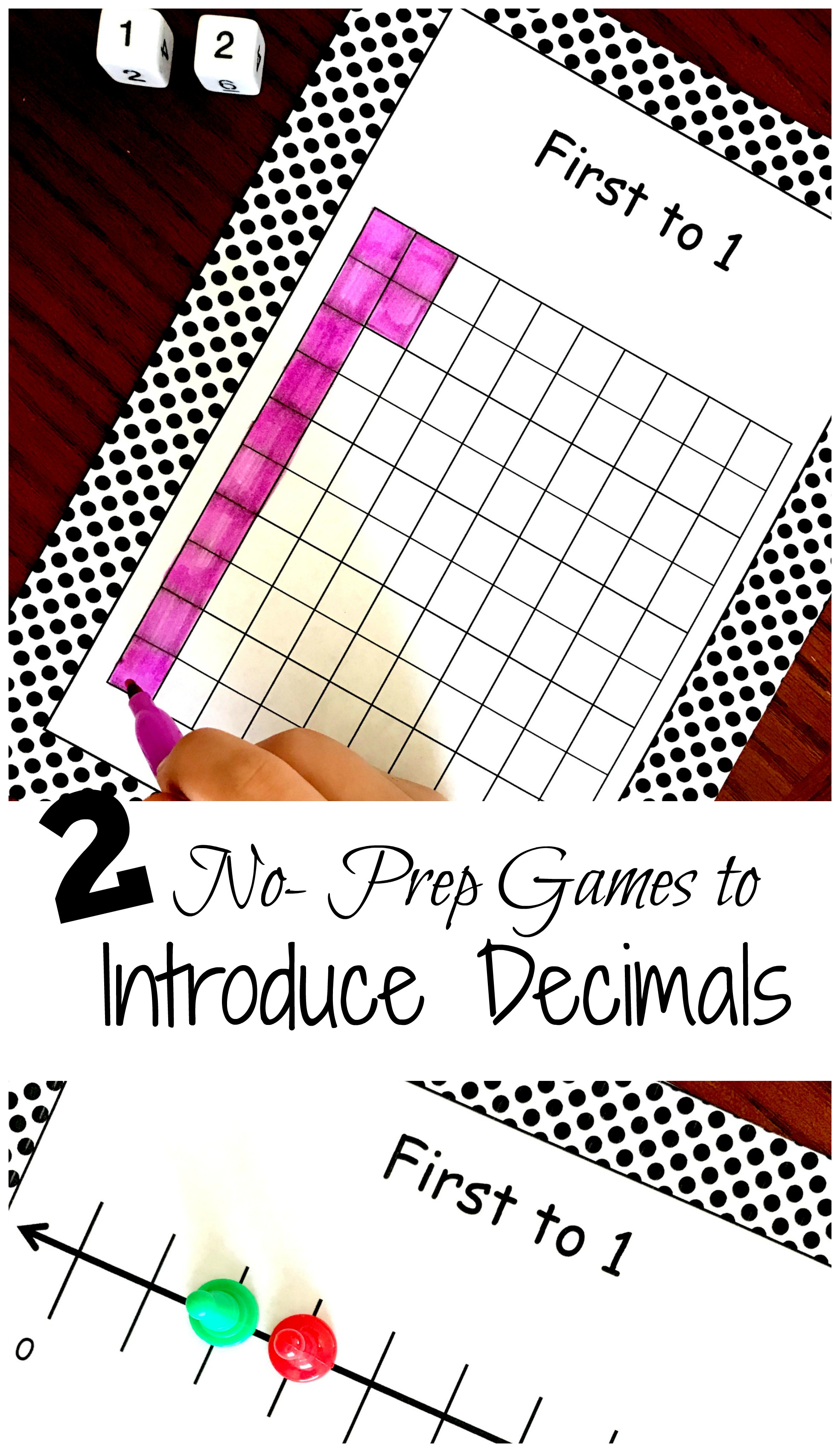 2 no prep printable decimal games to introduce modeling decimals