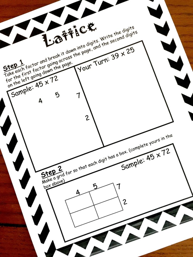 how to teach lattice multiplication includes a free step by step printable