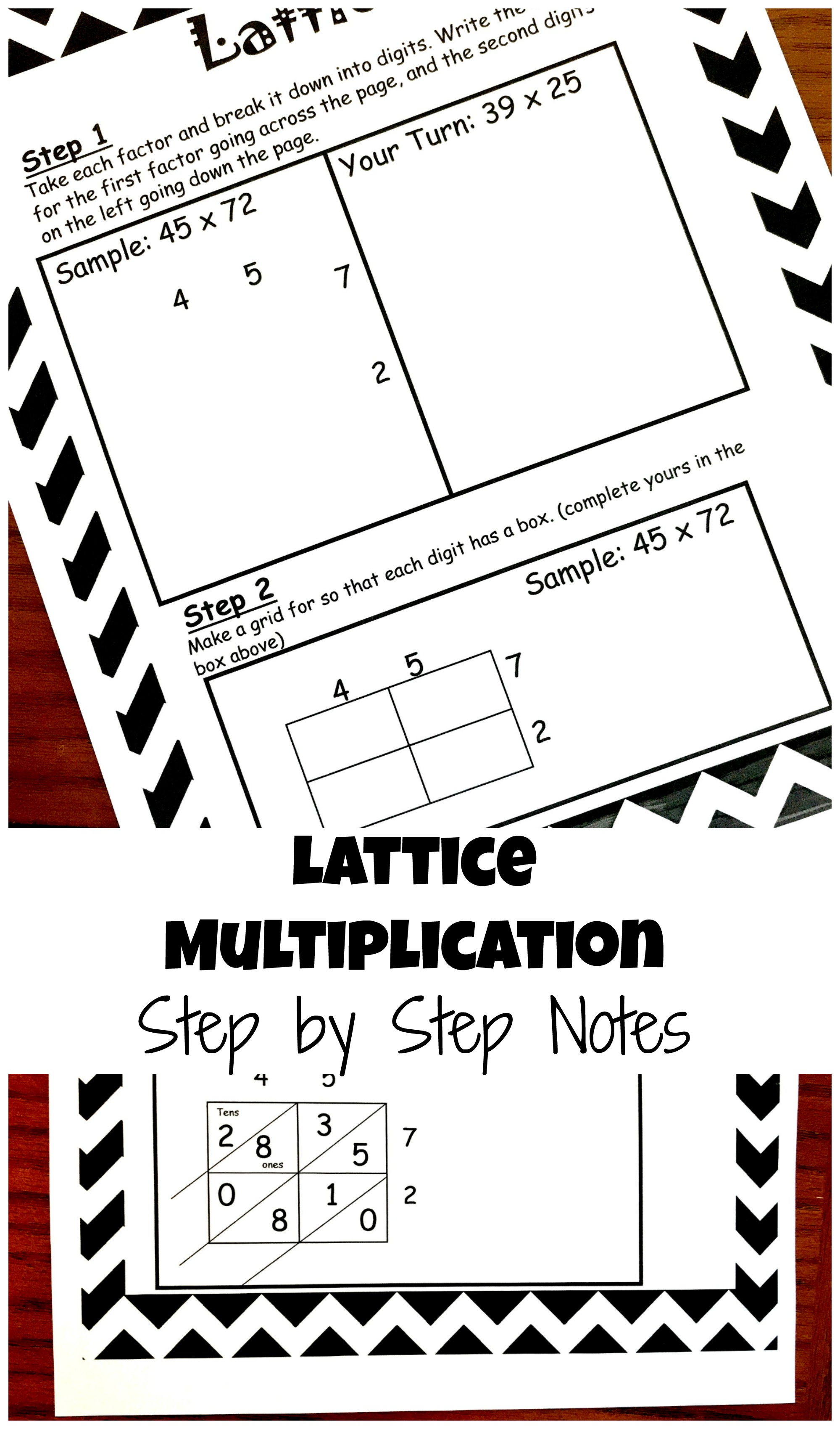 how to teach lattice multiplication includes a free step by step printable