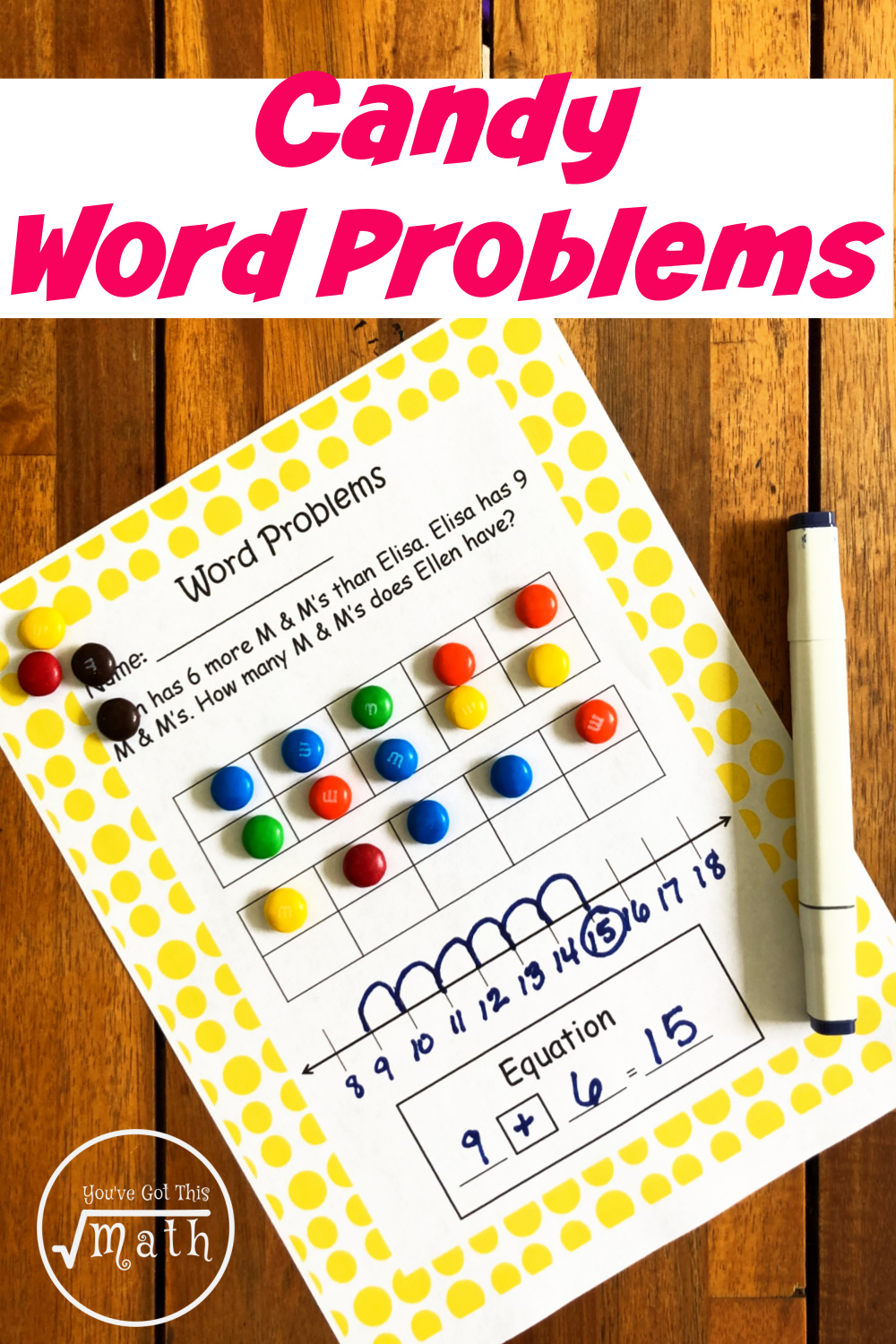 5 Free M & M Word Problems to Practice Adding and Subtracting Within 20