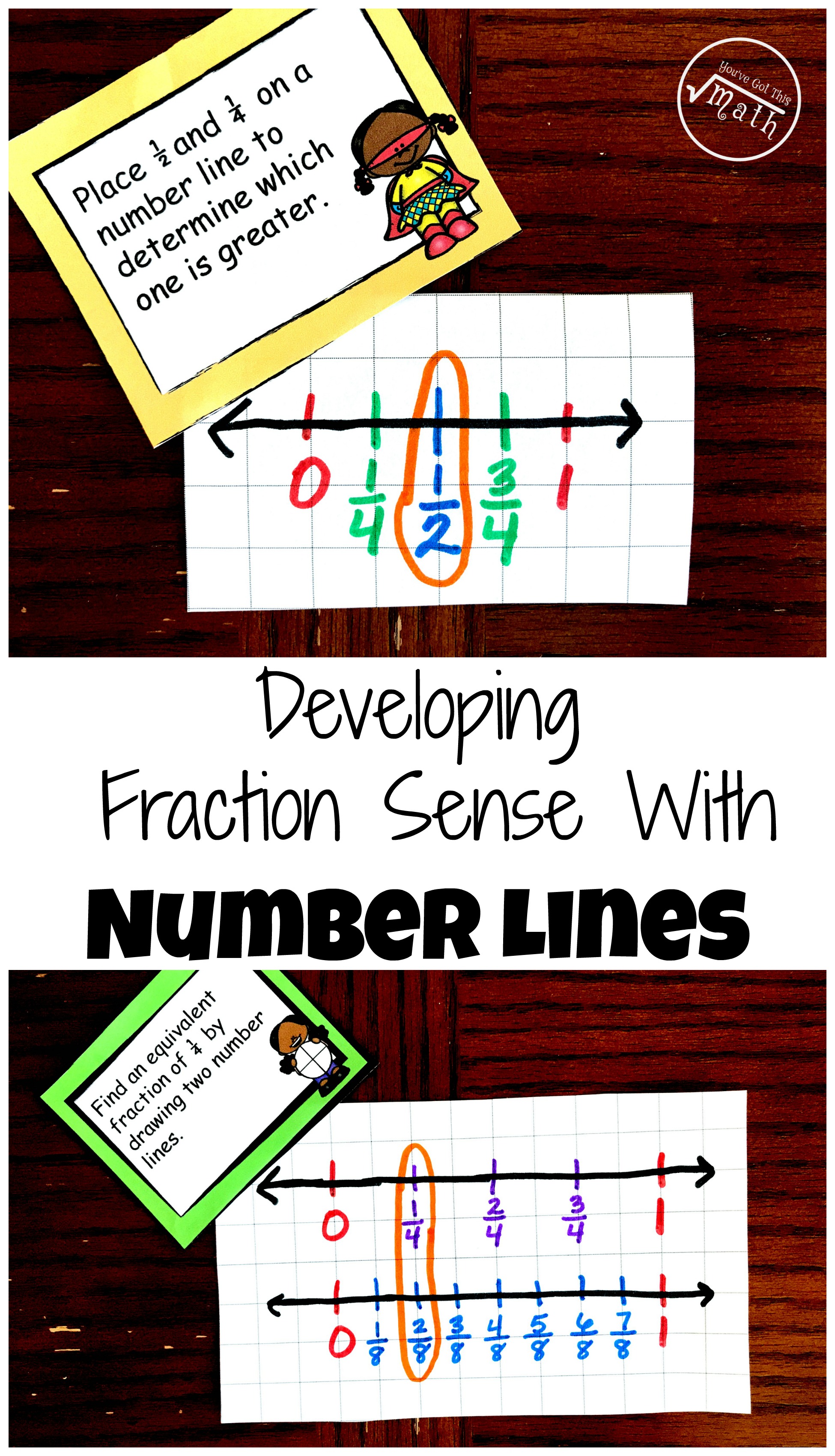 Teaching fractions on a number line? Grab this free printable that challenges students draw number lines to help them Develop Fraction Sense Using Number Lines.