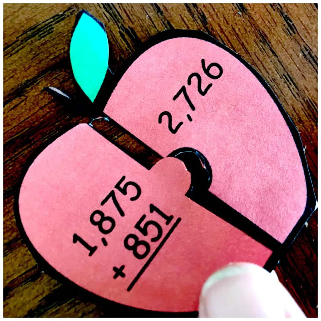 Double Digit Addition puzzles of an apple.