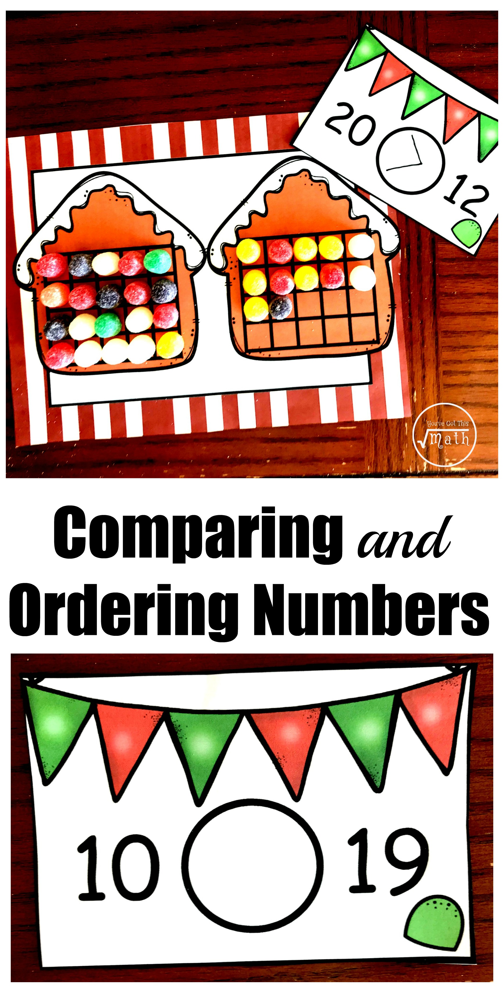 This hands-on activity gets children comparing and ordering numbers using Gum Drops, ten frames, and Gingerbread House. Perfect for a Christmas Math Center.