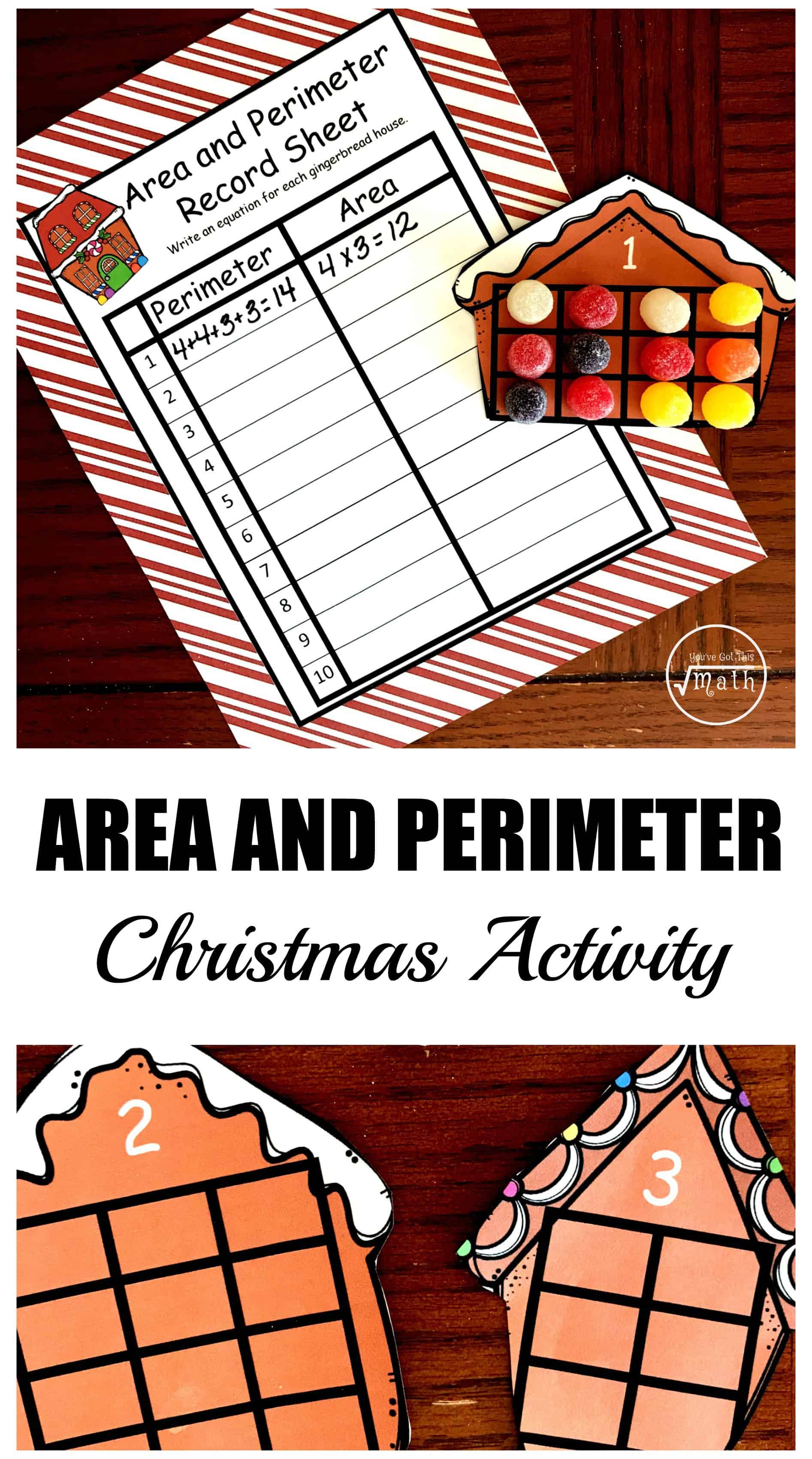 This free Christmas themed area and perimeter activity has children placing Gum Drops in squares to help children visualize this concept.
