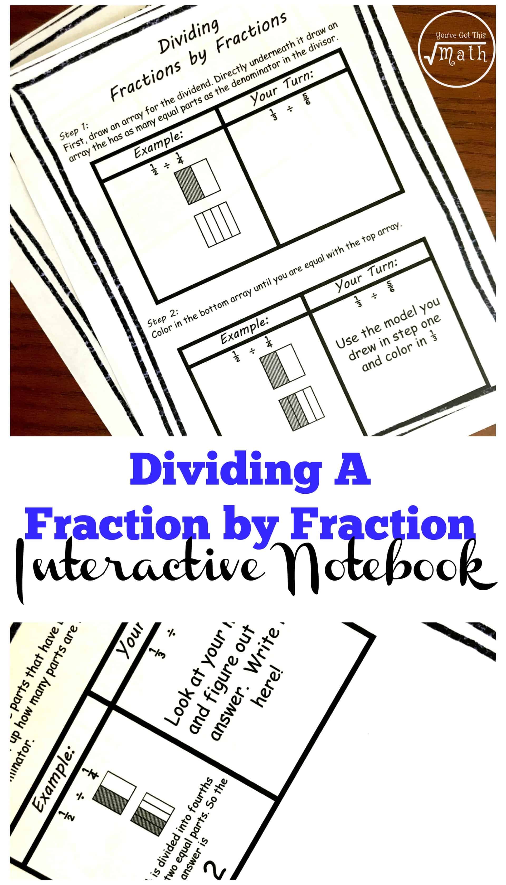 FREE Interactive Notebook To Provide Dividing Fractions Examples