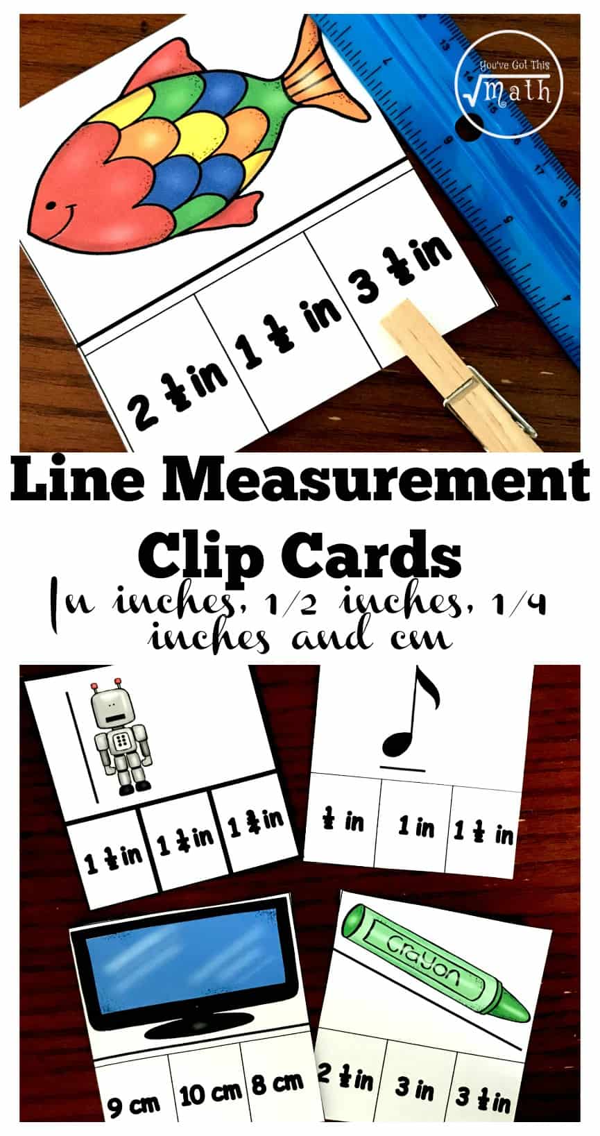 40 Measuring Lines Clip Cards to Make Measurement For Kids Fun