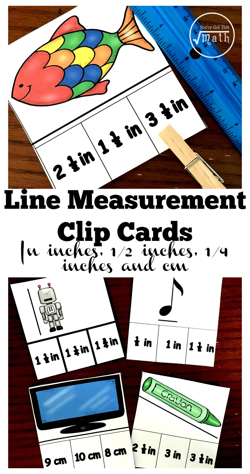 40 Measuring Lines Clip Cards to Make Measurement For Kids Fun