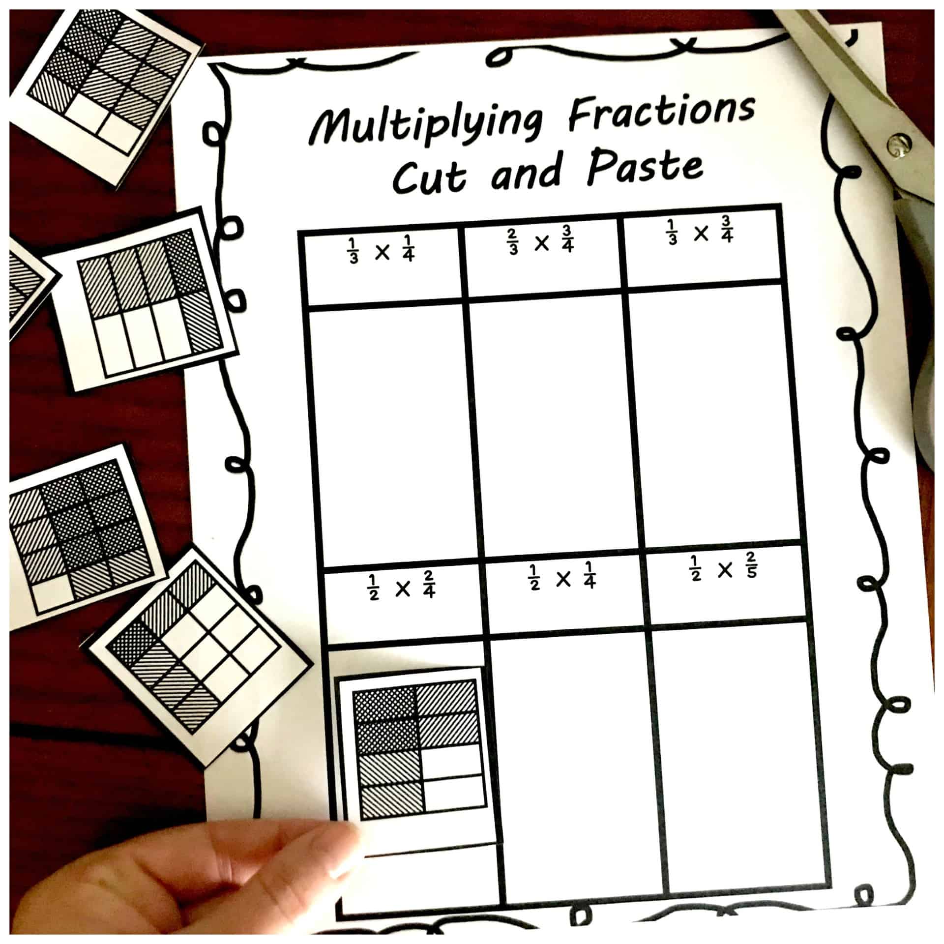 3 Cut and Paste Worksheets For Multiplying Fractions Practice