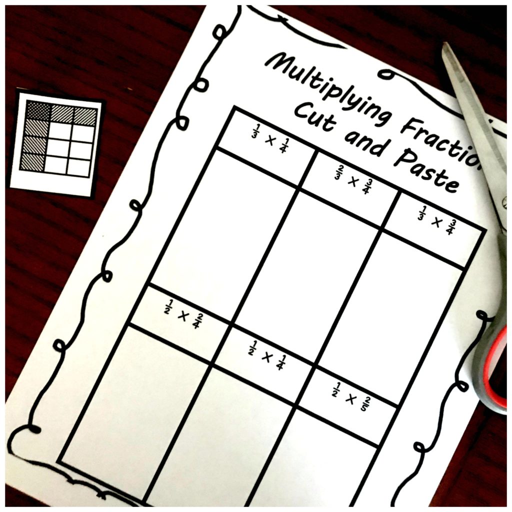 3 Cut and Paste Worksheets For Multiplying Fractions Practice