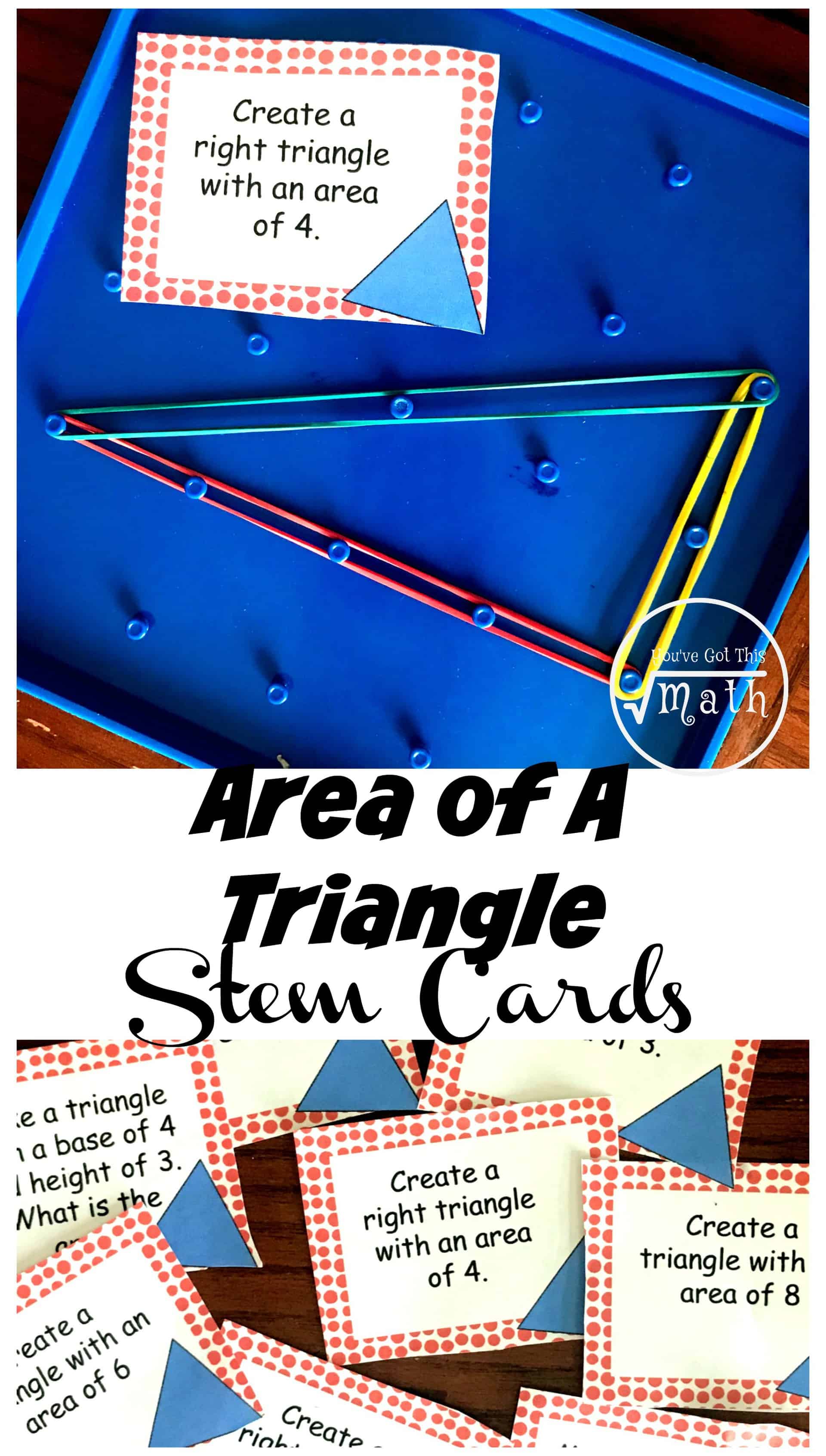 Need some Area of Triangles Practice? These fun STEM cards are a great way for children to practice finding the area of triangles as well as creating triangles with a given area.