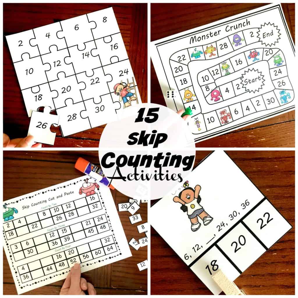 Grab some skip counting worksheets free! These cut and paste activities are a wonderful way for children to practice their skip counting skills. They also have all the numbers for the new math memory work for Classical Conversations. 