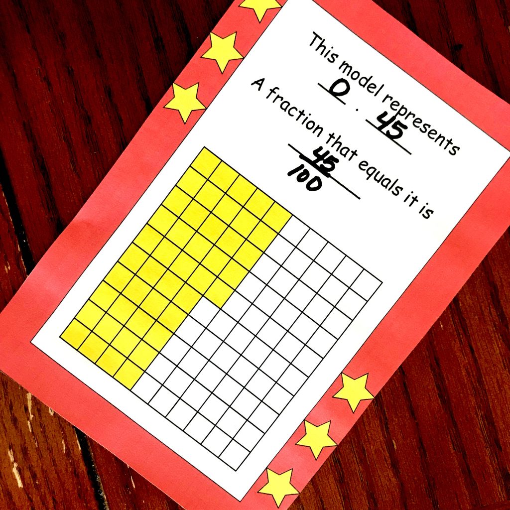 16 Task Cards To Practice Modeling Decimals on Number Lines and Decimal Grids