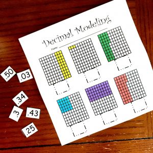 16 Task Cards To Practice Modeling Decimals on Number Lines and Decimal Grids