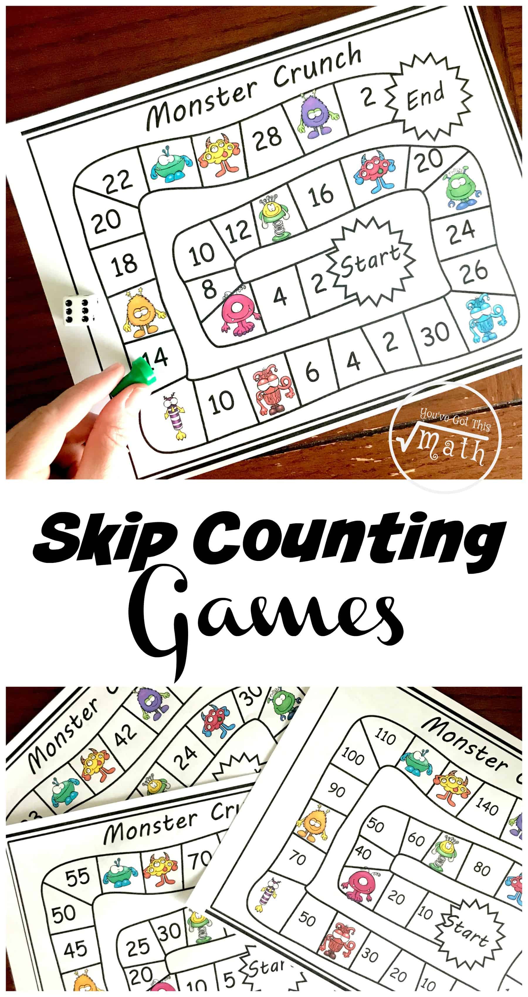 Skip counting game printable with monsters on it. 