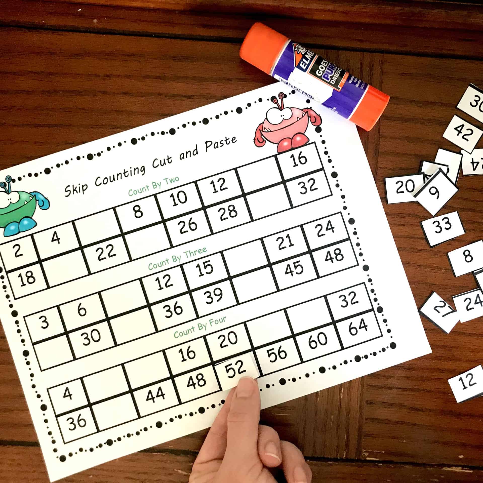 5 Cut and Paste Skip Counting Worksheets for FREE