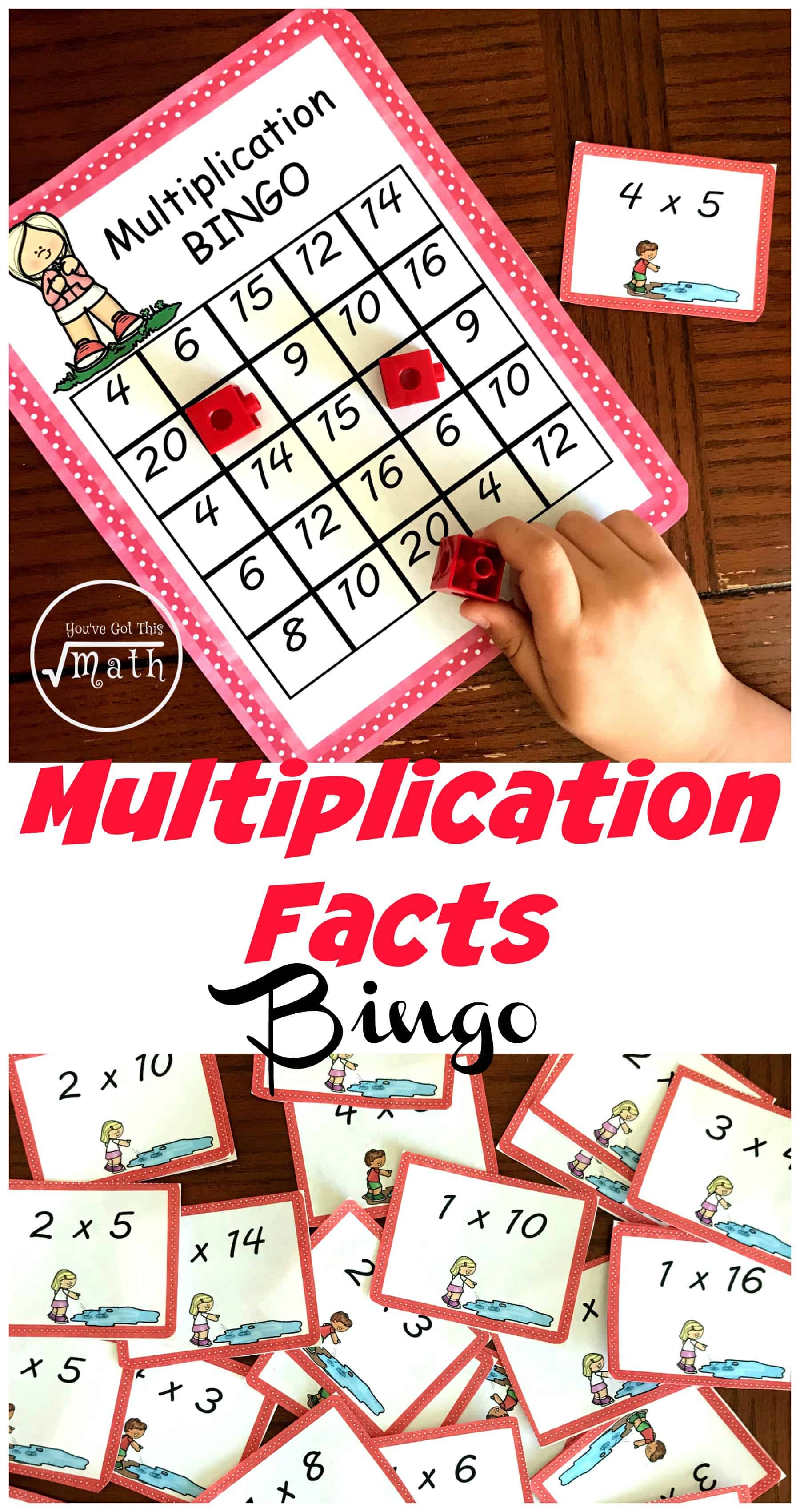 These fun multiplications games are a wonderful way for children to practice their multiplication facts. The children solve multiplication expressions and cover them up on their game board. The first person to get five in a row wins. 