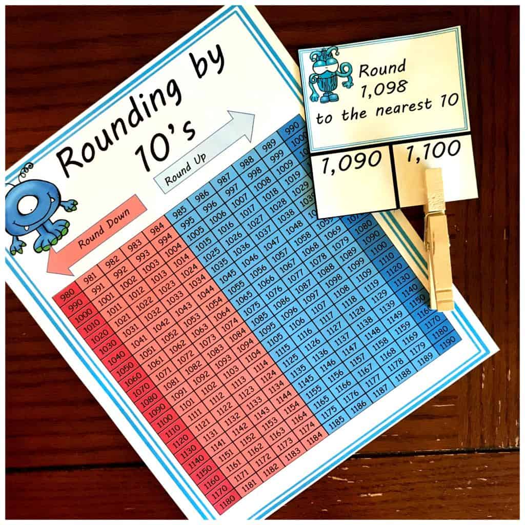 60 FREE Rounding By 10's Clip Cards with a Hundreds Chart