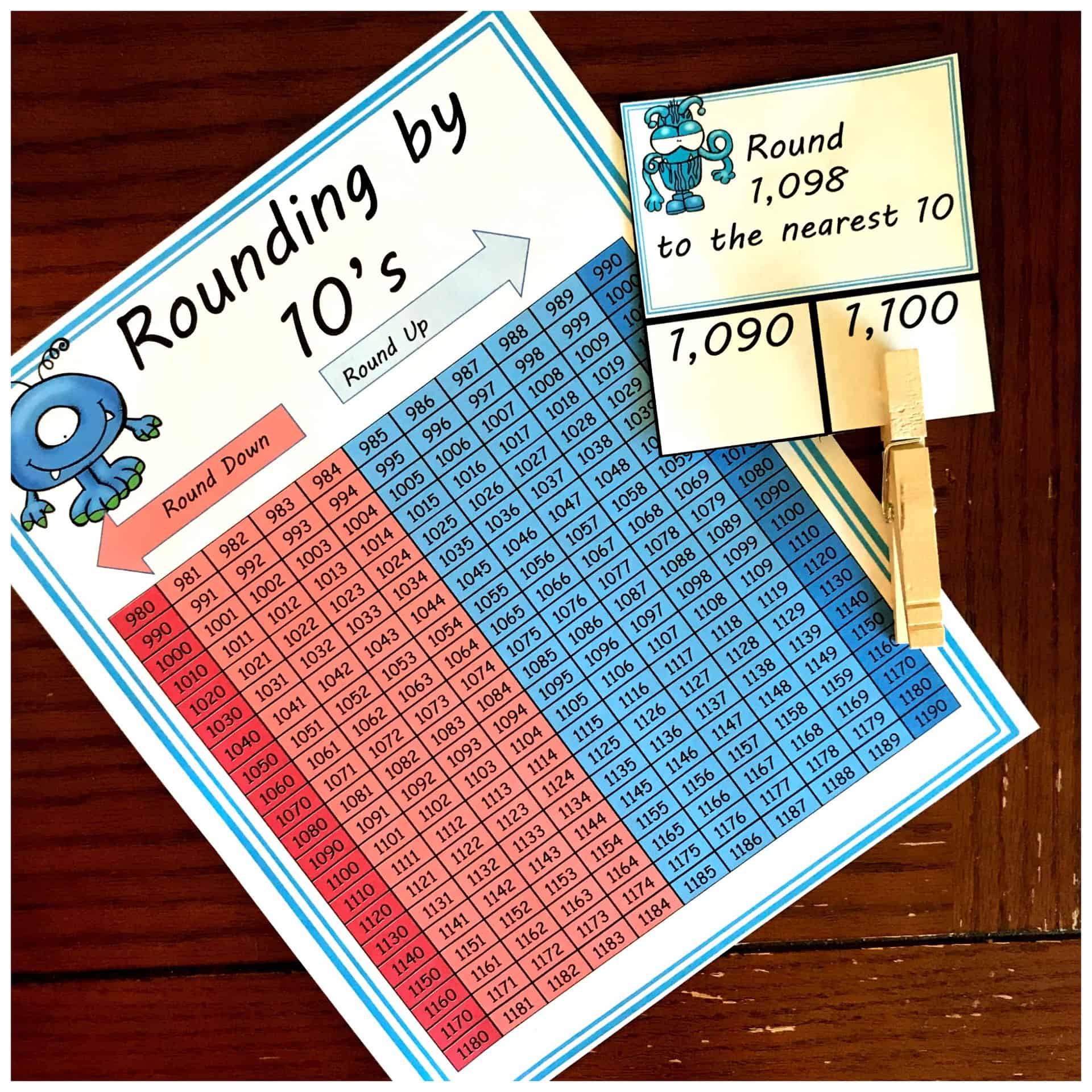 60 FREE Rounding By 10’s Clip Cards with a Hundreds Chart