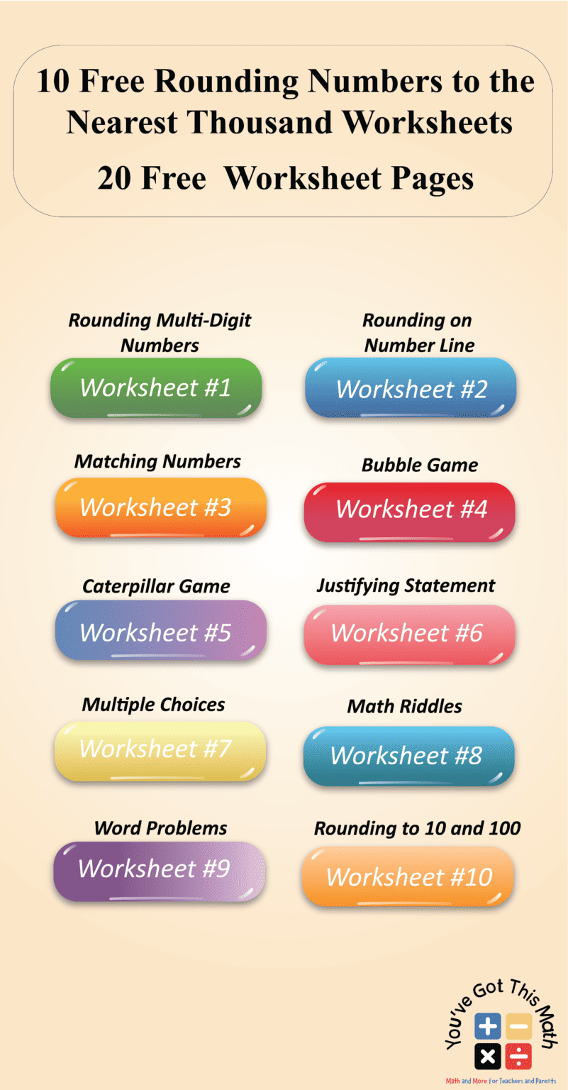 10 Free Rounding Numbers to the Nearest Thousand Worksheets