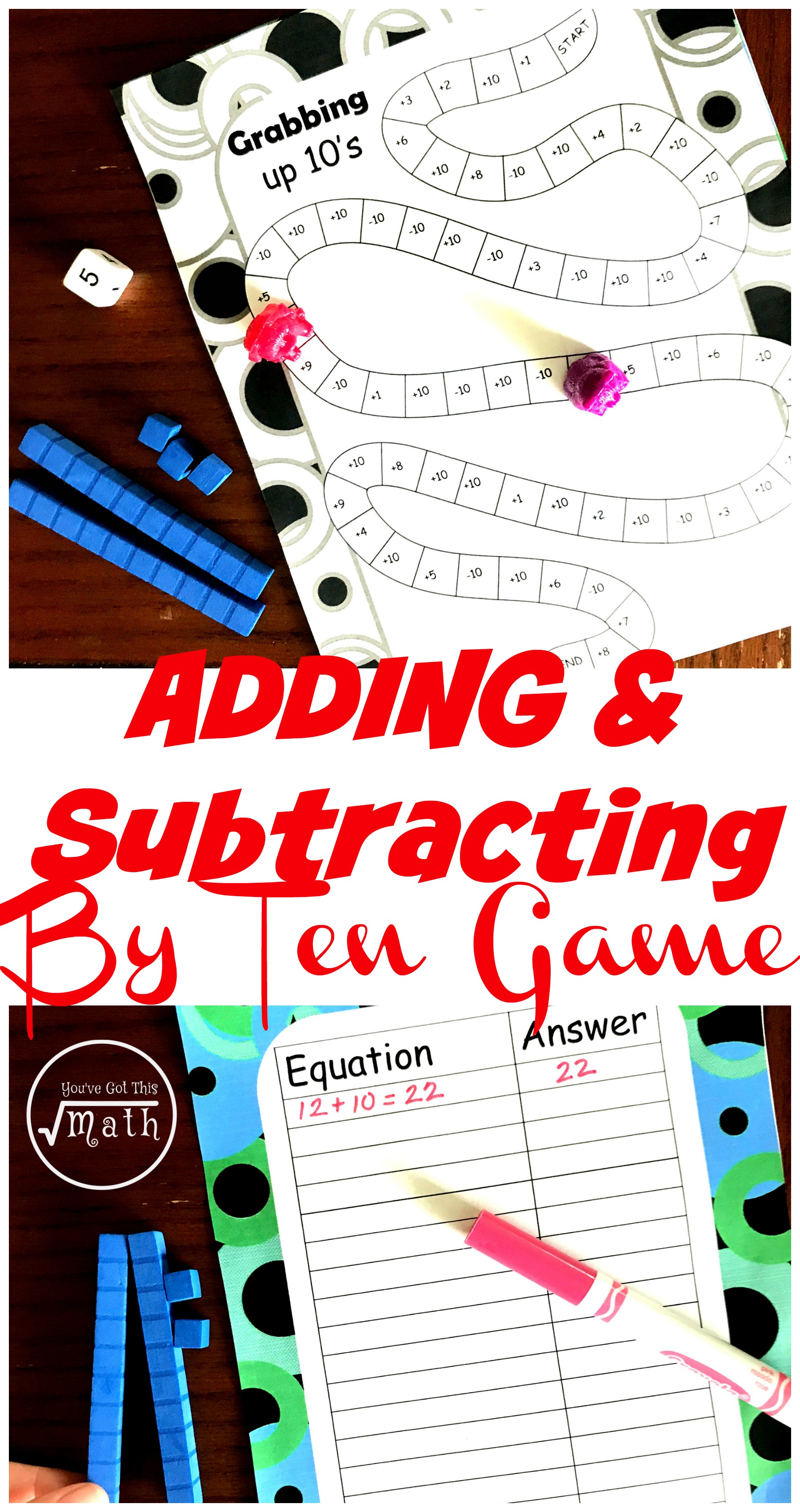 FREE Hands-on Adding 10 Game Using Base Ten Blocks