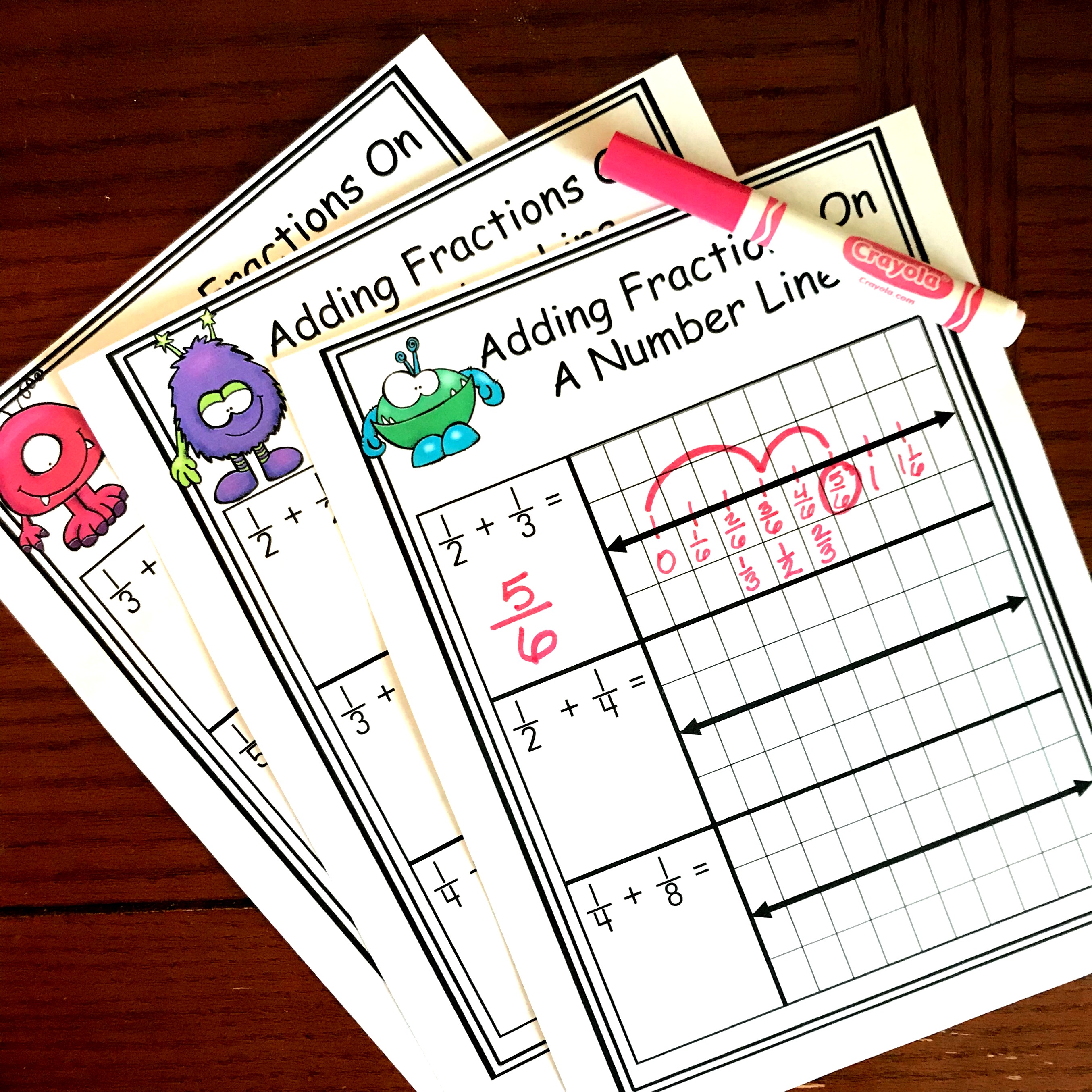 FREE Worksheets for Adding Fractions With Unlike Denominators on a Number Line