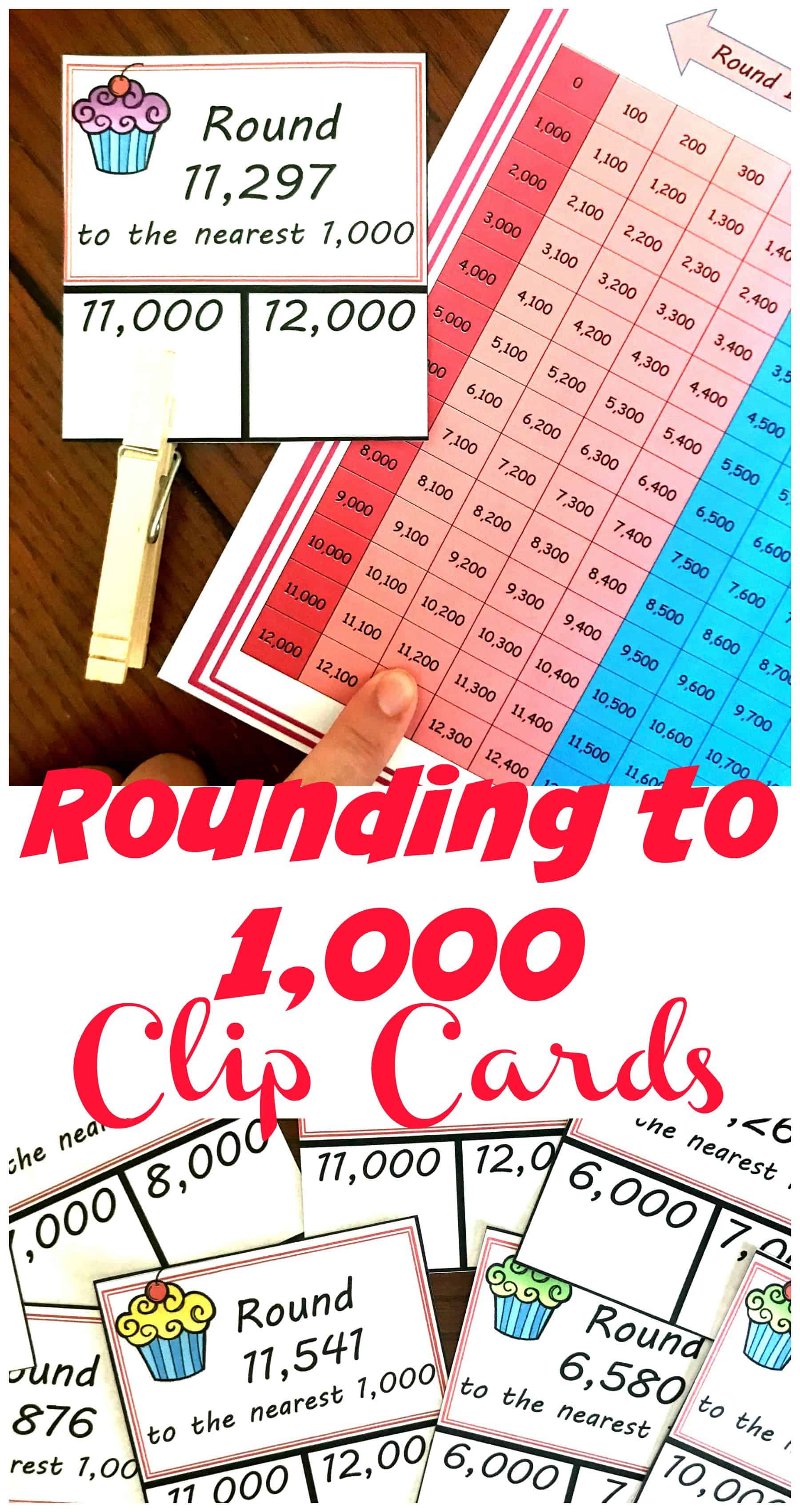 Practice rounding numbers to the nearest thousand with these cute clip cards and hundreds chart. This visual can help children who struggle with rounding.