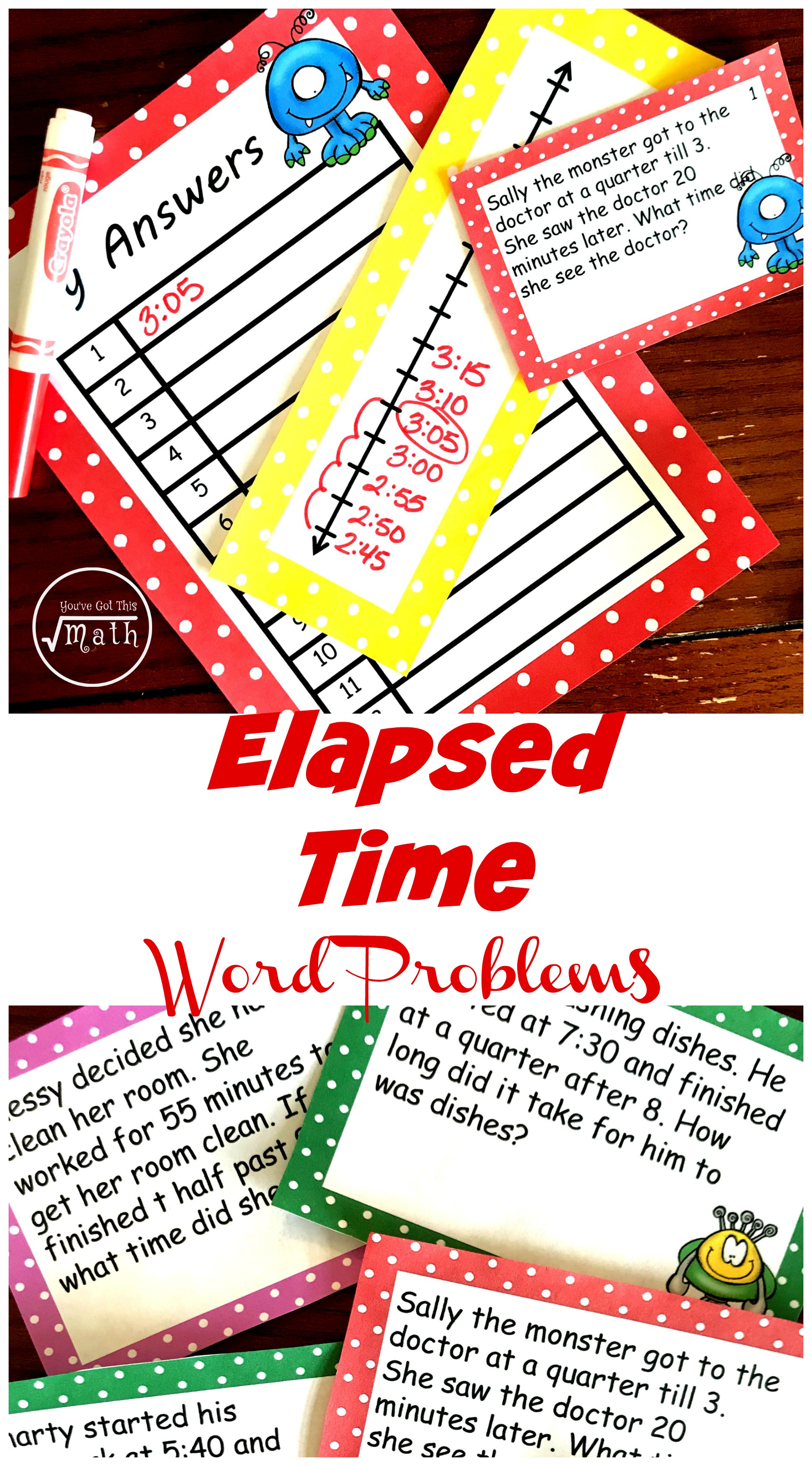 Need some elapsed time word problems? These 12 monster themed problems will get children working through this concept using a number line!