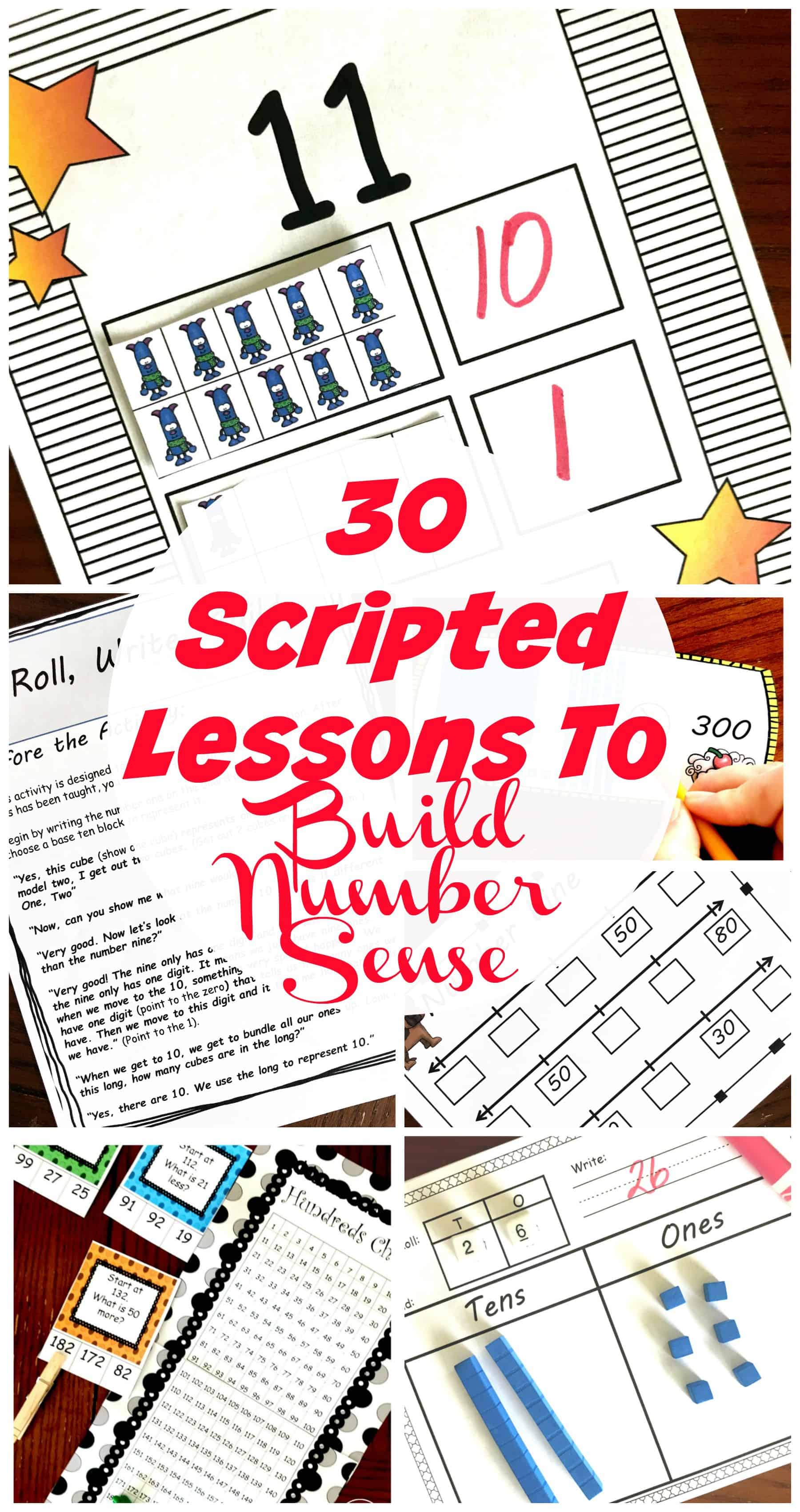 Grab these 30 Scripted Lessons for Developing Number Sense in Kindergarten, First, and Second Grade. The lessons are fun and hands-on to make learning fun for your little ones, but at the same time helping them learn valuable skills. They will explore the hundreds chart, base ten blocks, and number line. Then they get to work on decomposing!