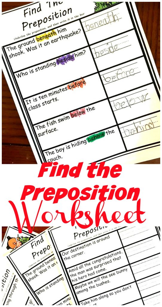 FREE Simple and Easy Find the Preposition Worksheets