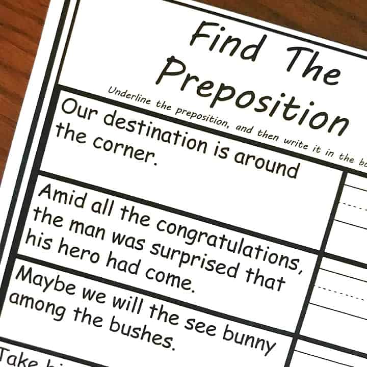 FREE Simple Preposition Worksheet