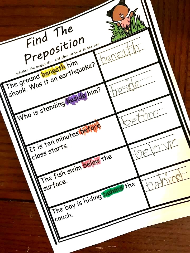 FREE Simple Preposition Worksheet