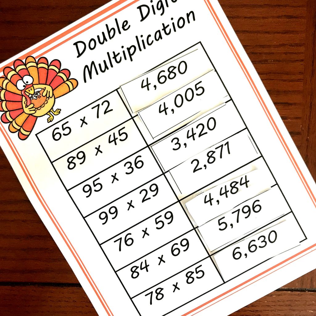 FREE Cut and Paste Double Digit Multiplication Worksheets