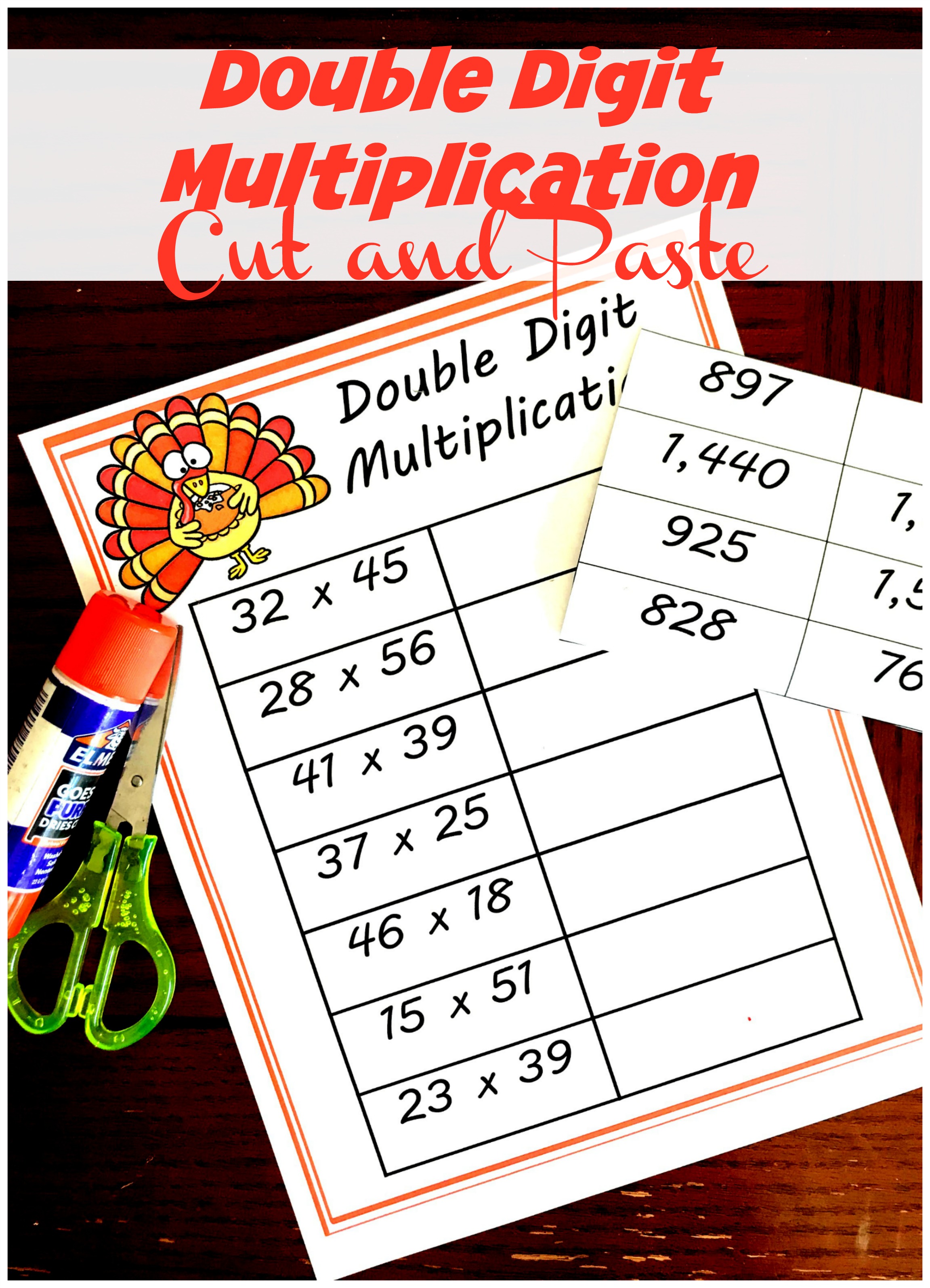 free cut and paste double digit multiplication worksheets