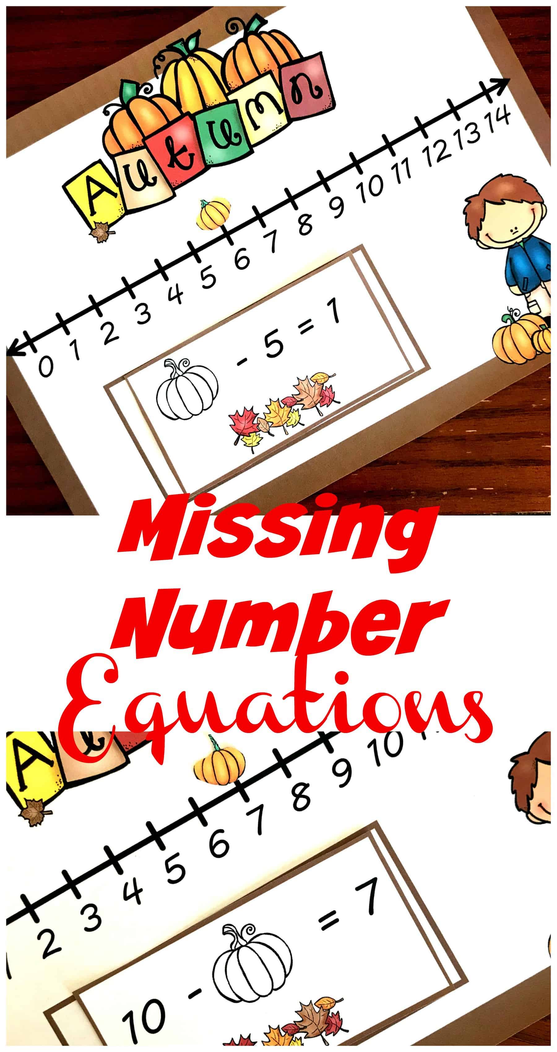 This fill in the missing number activity is a fun way to practice this skill. The children use number lines to find missing addends, subtrahend, or minuend.