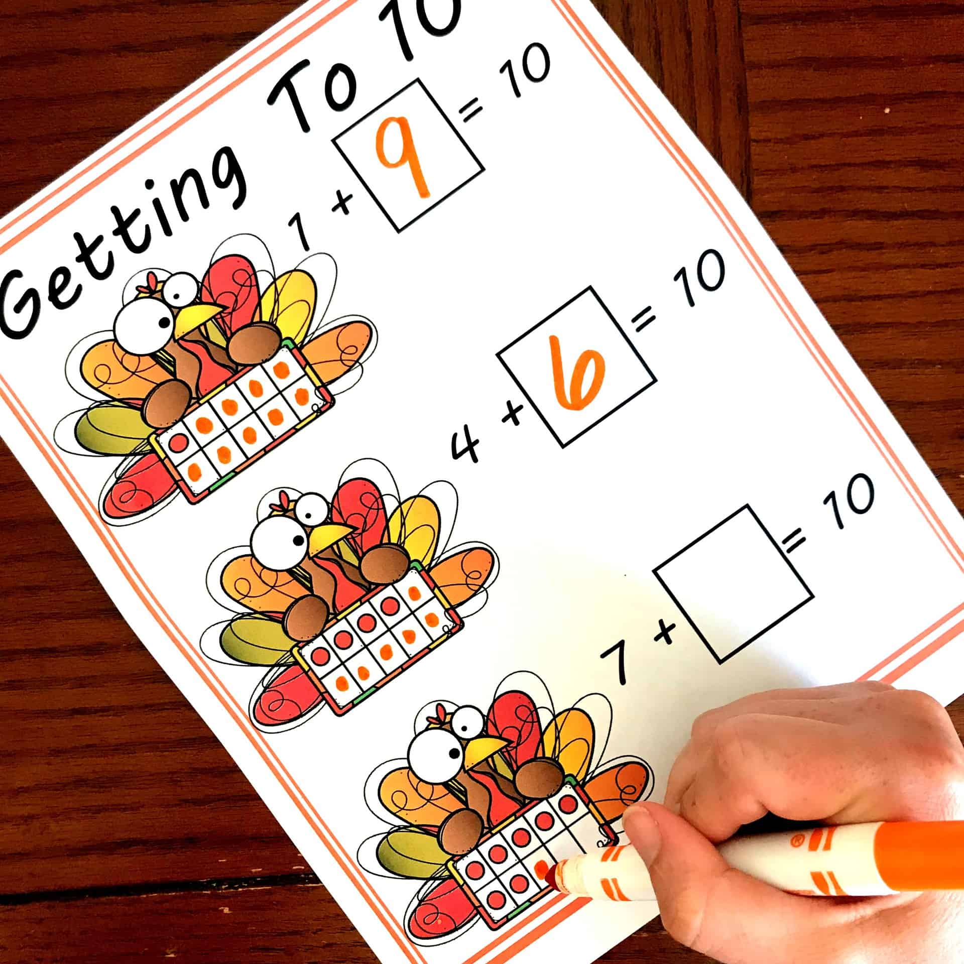 Make 10 Thanksgiving Ten Frame Printable (FREE)