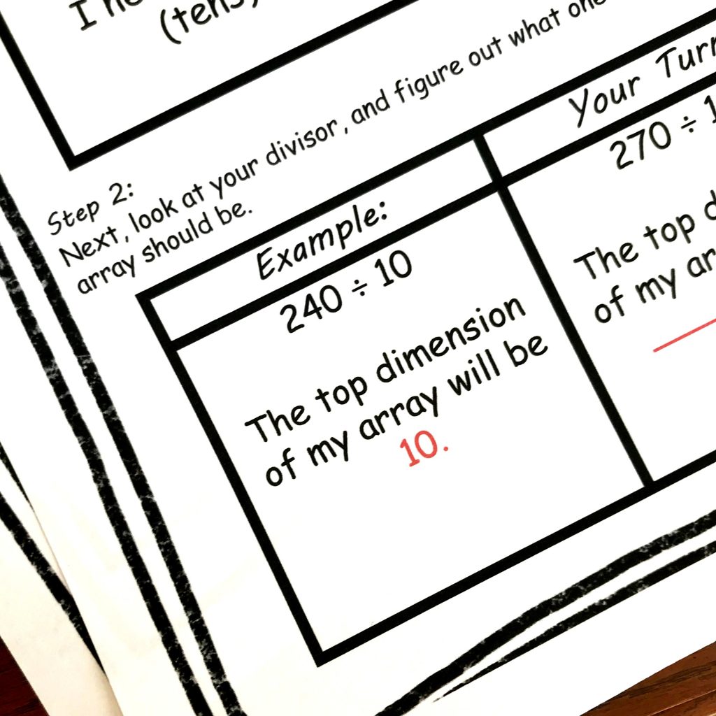 FREE Step by Step Directions For Dividing by 10 Using Arrays