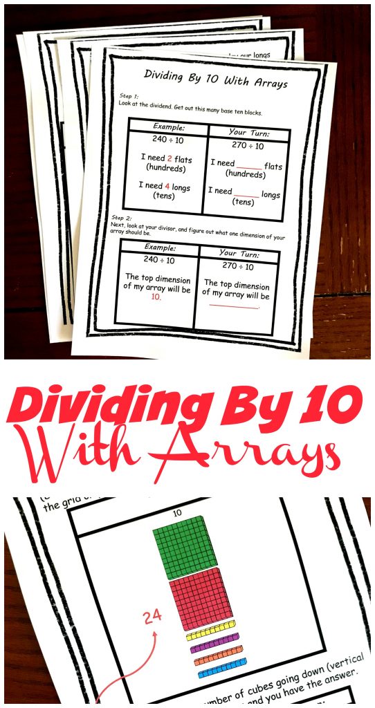 Divide 10 Example FREE Step by Step Directions For Dividing by 10 Using Arrays.