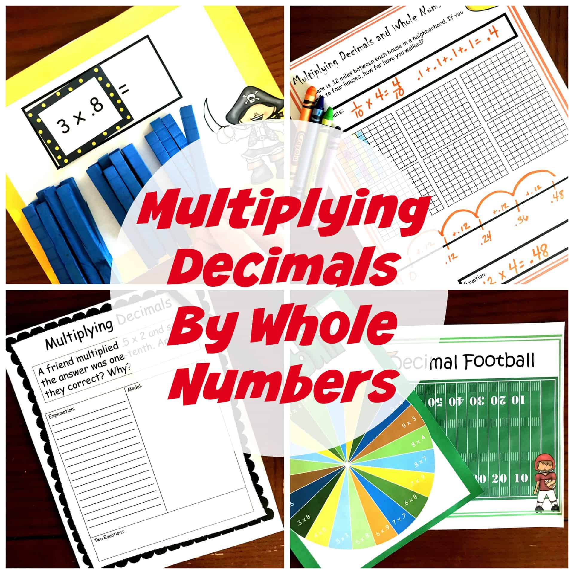 FREE Multiplying Decimals and Whole Numbers Coloring Worksheet