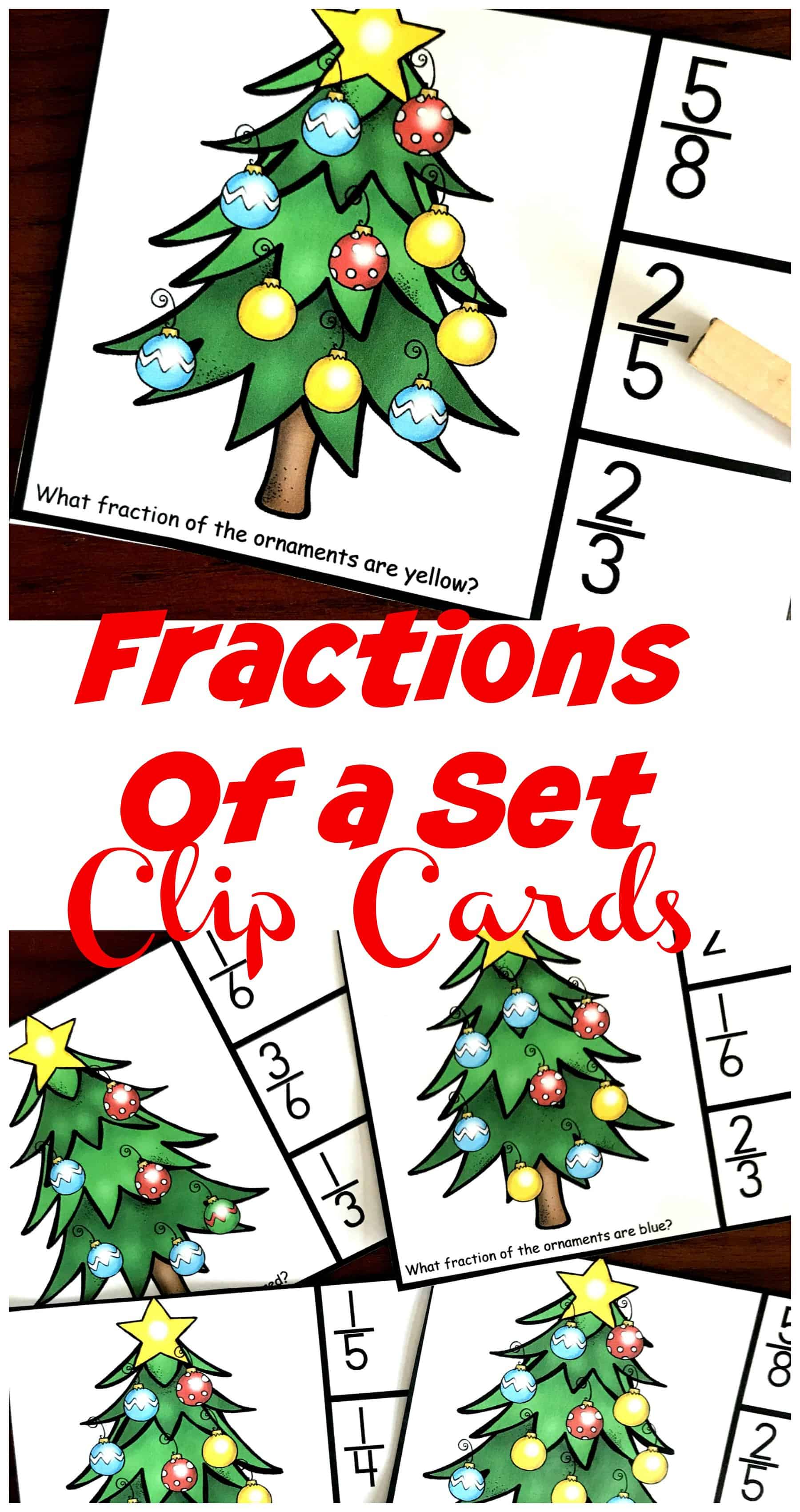 FREE Christmas Clip Cards to Practice Fractional Parts of A Set