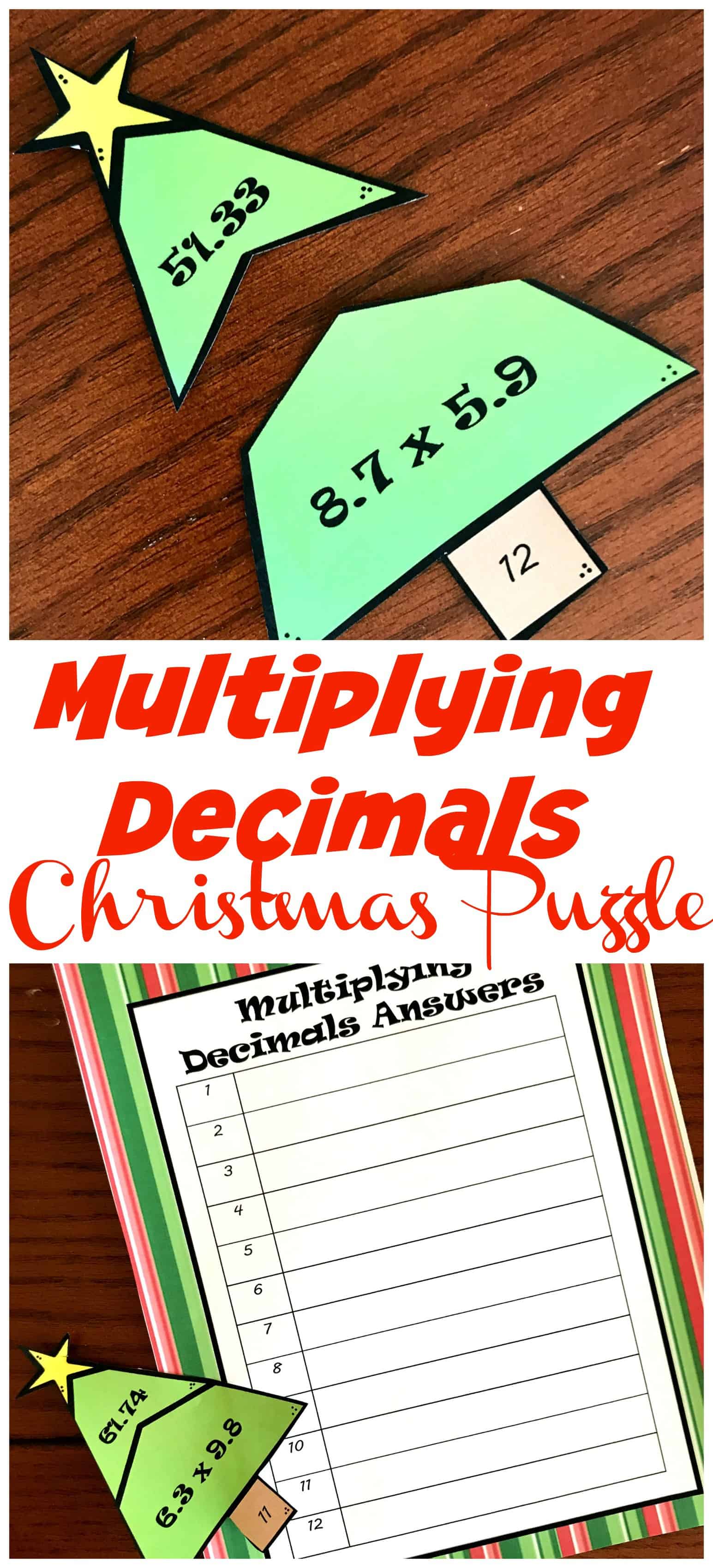 FREE Multiplying Decimals Activity (Christmas Tree Puzzles)