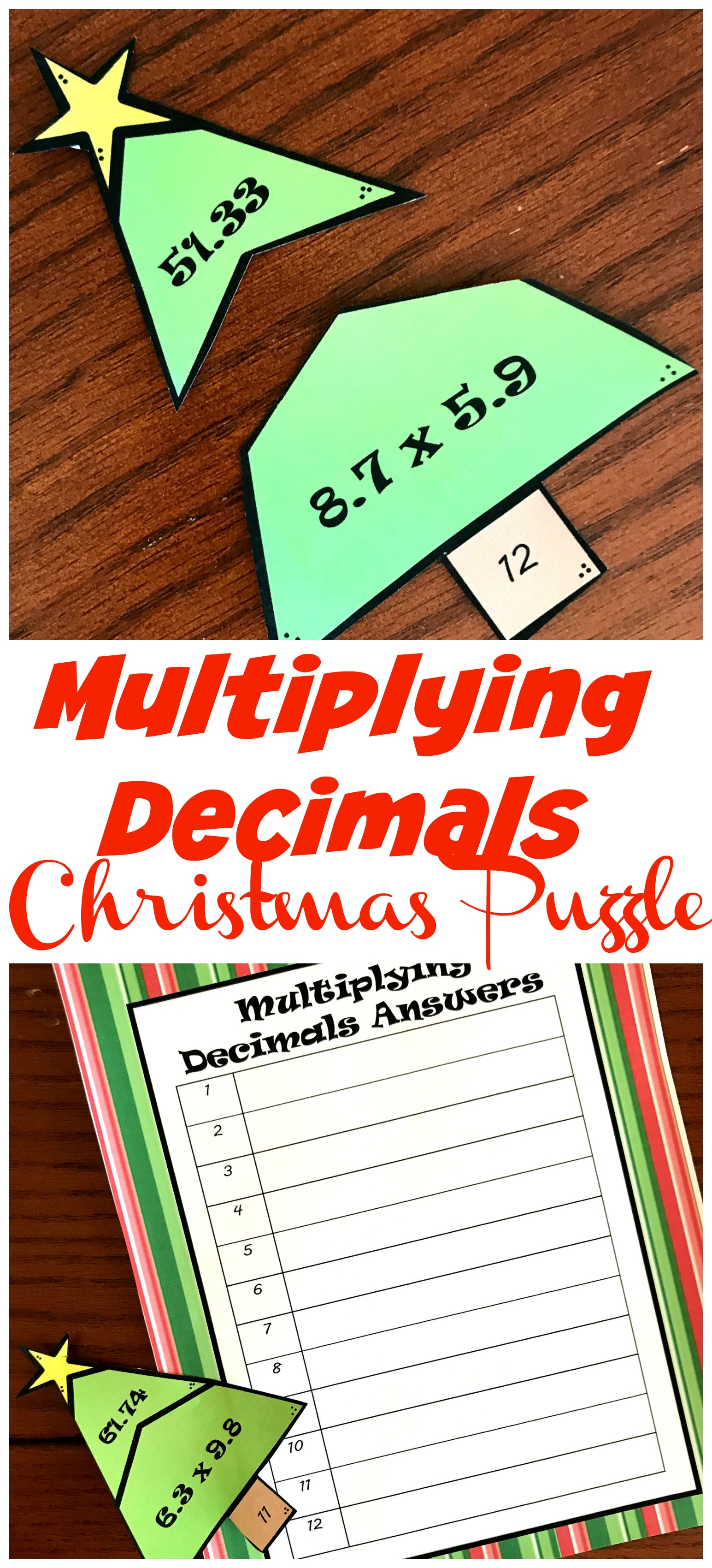 FREE Multiplying Decimals Activity (Christmas Tree Puzzles)